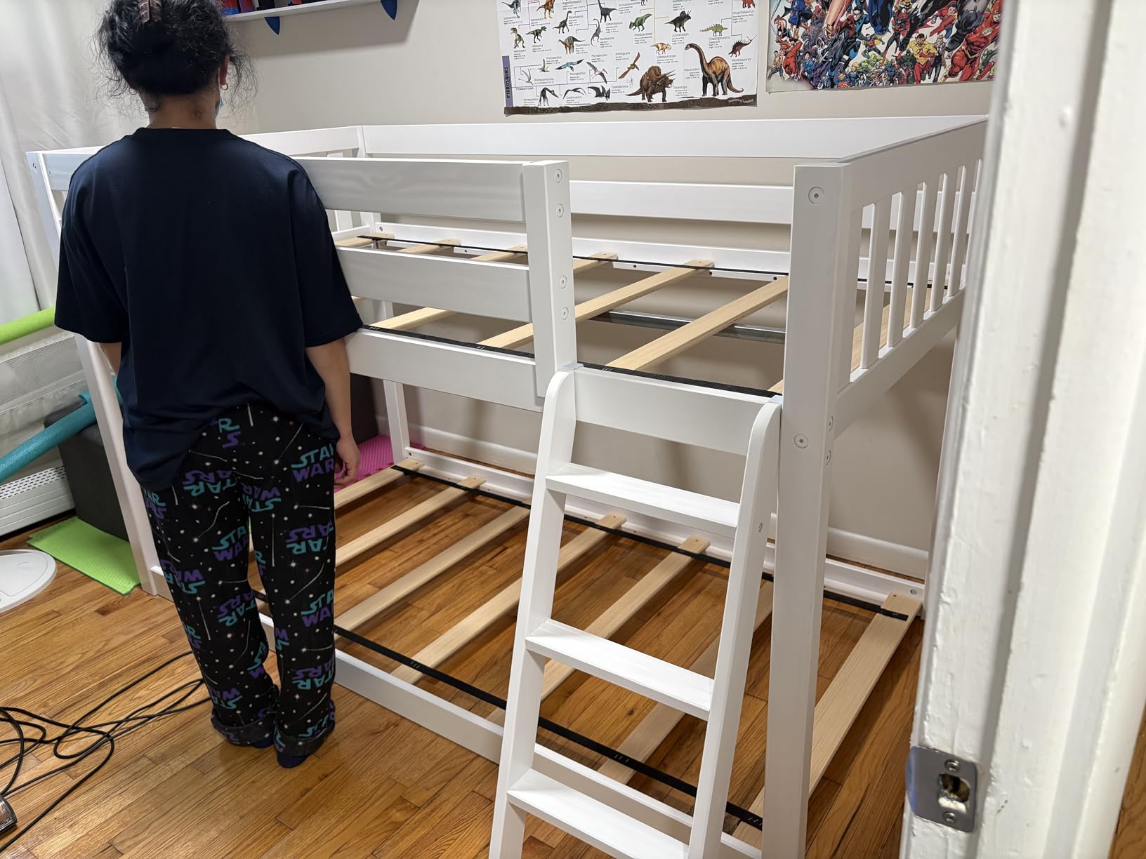 Max & Lily Twin Over Twin Low Bunk Bed, Blue customer photo 2
