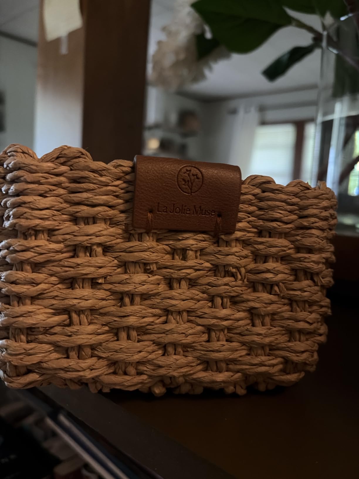LA JOLIE MUSE Small Wicker Baskets for Organizing, Desert 3 Pack | Decorative Organizer with Vegan Leather Tag, Round Handle, Storage Baskets for Shelves, Bedroom, Kitchen, Office and Home customer photo 2