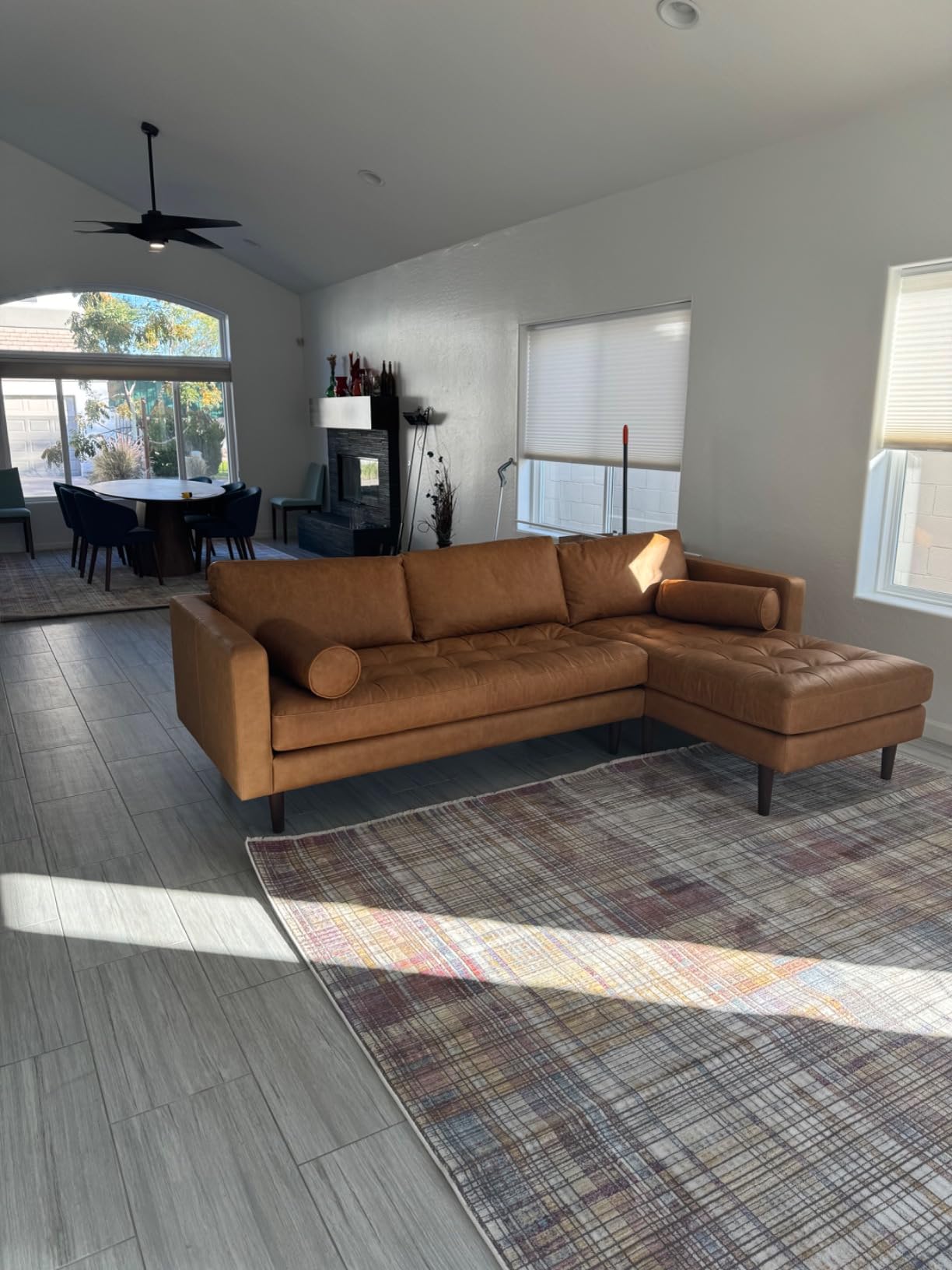 Poly & BARK Napa Right-Facing Sectional Sofa – 104.5” Italian Leather Sectional with Chaise – Midnight Blue – Full-Grain Pure-Aniline & Semi-Aniline Upholstery customer photo 2