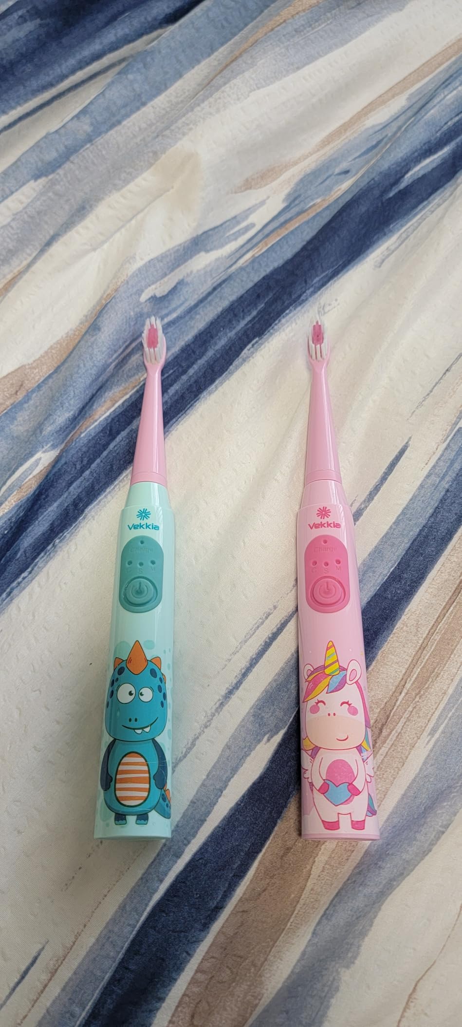 Vekkia Sonic Rechargeable Kids Electric Toothbrush (Blue) | 3 Modes with Memory/Fun & Easy Cleaning/24000 Strokes, IPX7 Waterproof, 2-Min Timer for Age 5+/4 Soft Bristles customer photo 2
