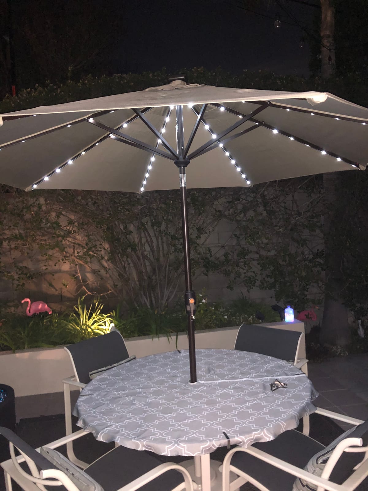 EliteShade USA 10-Year-Non-Fading 9ft Market Patio Umbrella, Commercial Grade Table Sun Umbrella with 80 Solar LED Lights, Crank Open, Windproof & UPF 50+ UV Protection for Garden, Deck, Pool, Backyard, Navy Blue customer photo 2