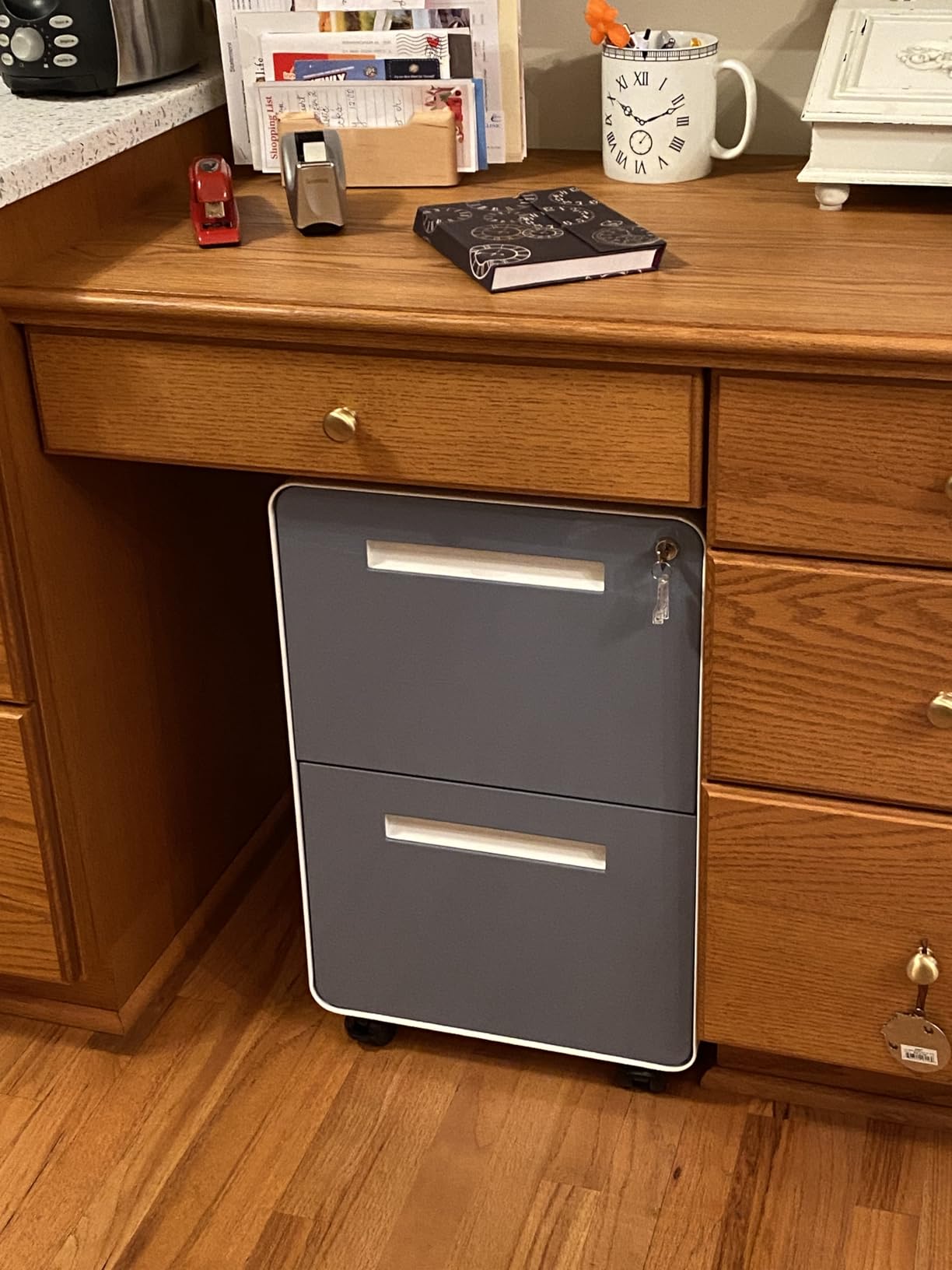 Laura Davidson Furniture Stockpile 2 Drawer Mobile File Cabinet with Lock - Under Desk Metal Filing Cabinet, Legal/Letter File Folders, Wheels and Stationary Feet, Pre-Assembled, Black customer photo 2