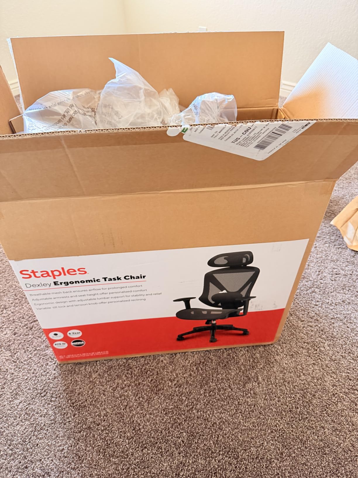 Staples Dexley Ergonomic Mesh Task Chair, Lumbar Support, Adjustable, Black | Ideal for home offices, workstations, and everyday desk use. customer photo 2
