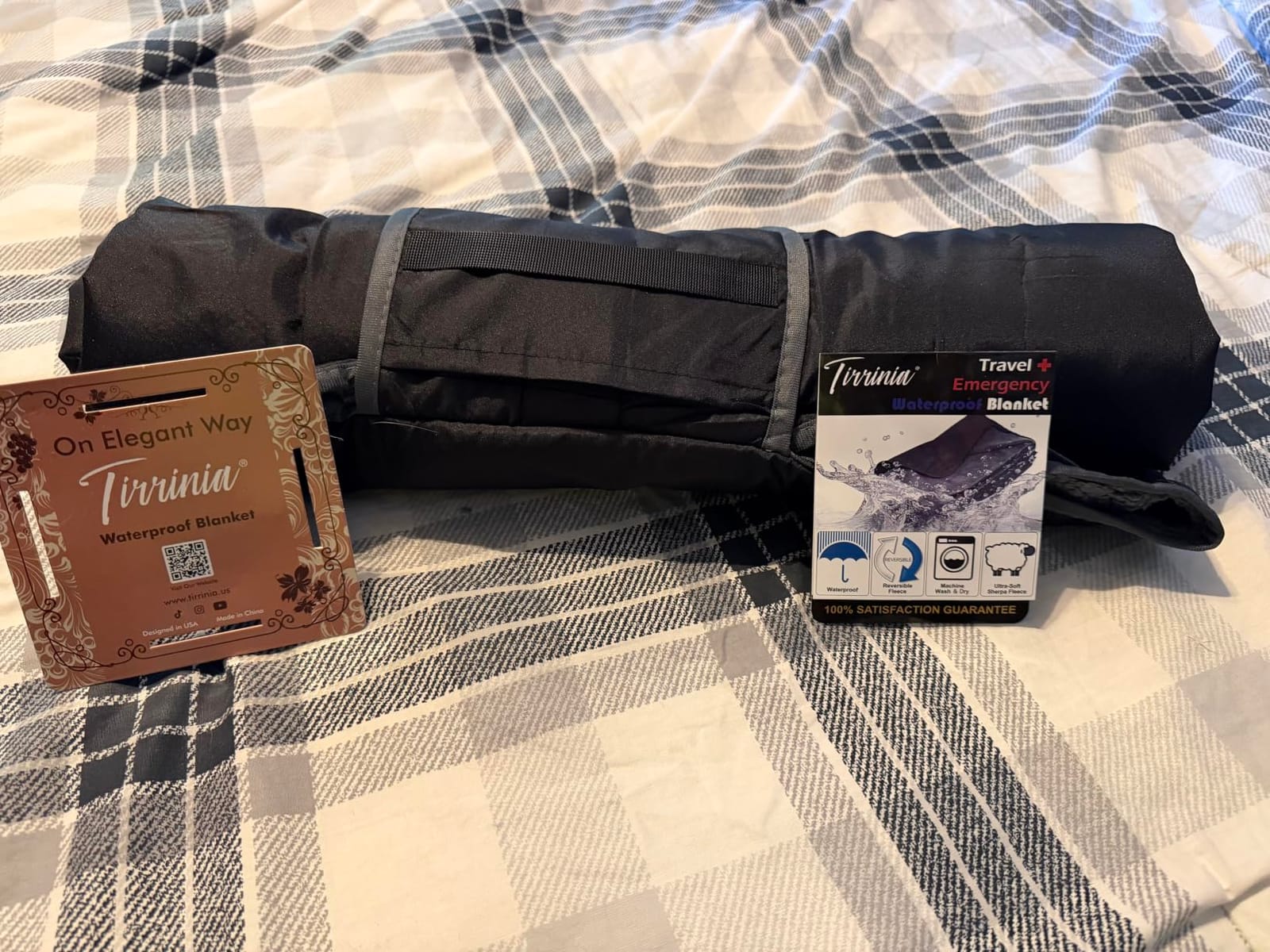 Tirrinia Waterproof Outdoor Blanket | Stadium, Picnic, Camping, Sports, and Car Blanket in One. Soft Sherpa Fleece, Windproof, and Foldable for Easy Carry customer photo 1
