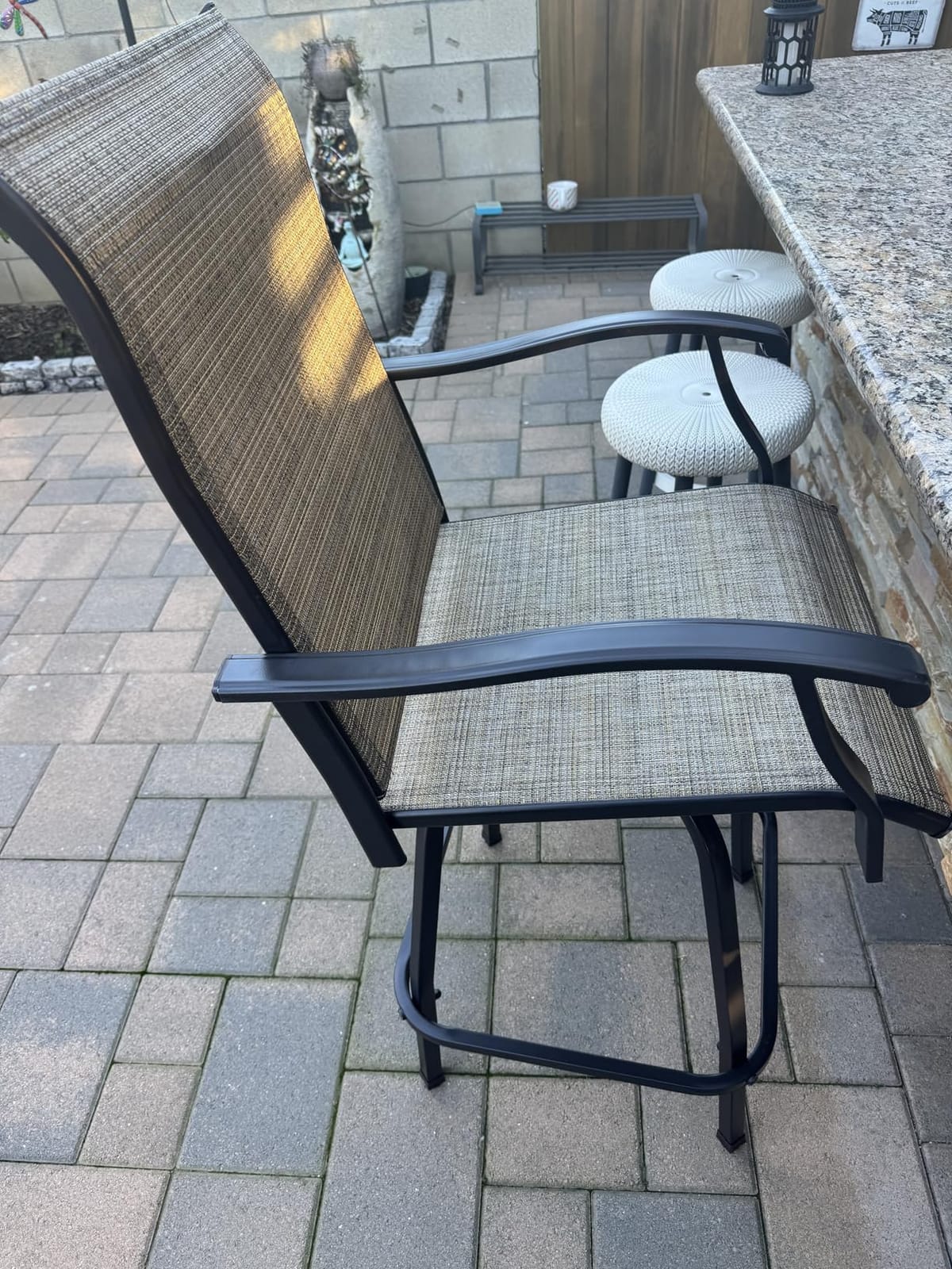 PHI VILLA 3 Piece Outdoor Swivel Bar Stools Set, Bar Height Patio Set customer photo 1