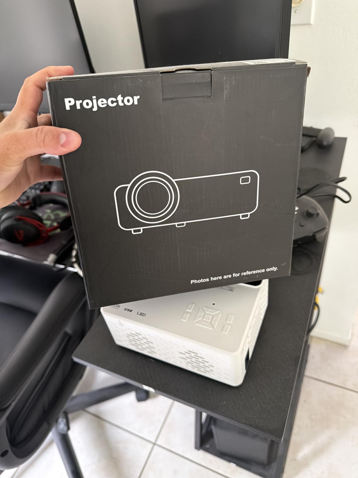 TMY 1080P Mini Portable Projector, 2-way Bluetooth, with 80in Screen customer photo 1