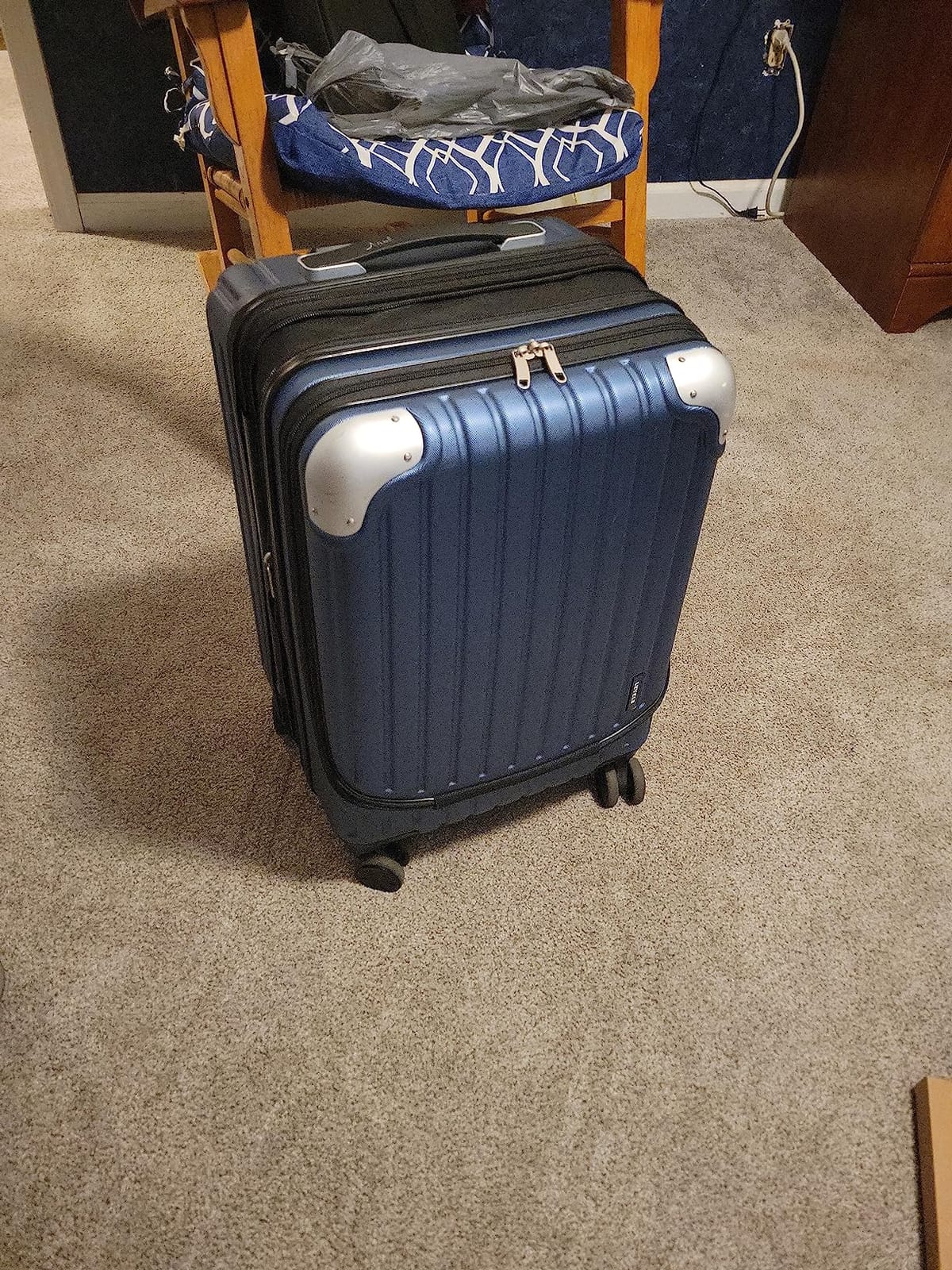 LEVEL8 Grace Carry on Luggage Airline Approved, 20 Inch Expandable Hard Sided Luggages with Spinner Wheels, Harshell Small Rolling Suitcase for Women Men with Tsa Lock, Blue customer photo 2