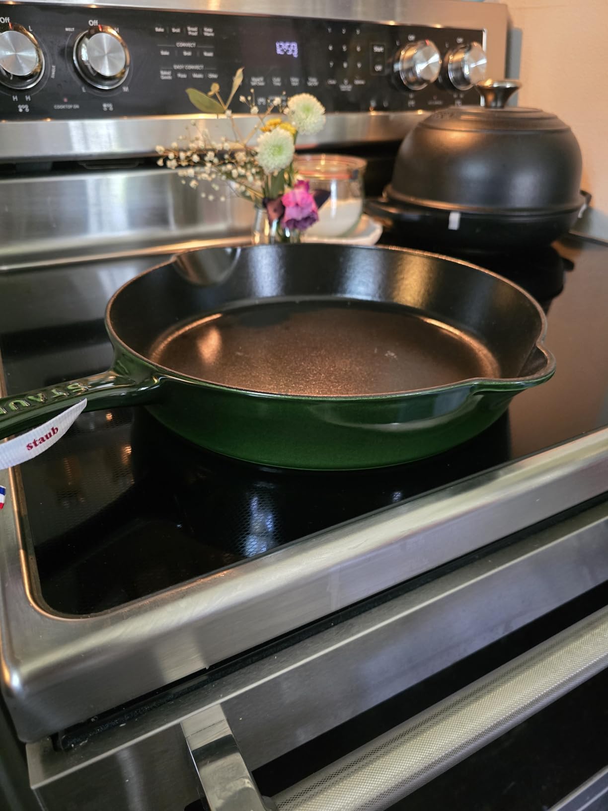 Staub Cast Iron 11-inch Traditional Skillet - Cherry | Retains Heat for a Perfect Sear. Easy Maintenance and Cleaning with Enamel Coating. Built for Generations of Use. customer photo 1