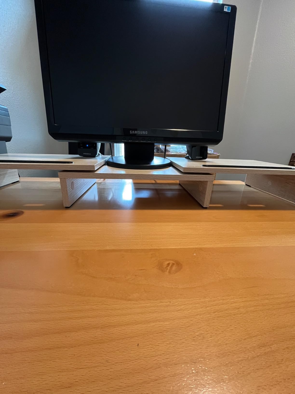 AMERIERGO Dual Monitor Stand Riser for 2 Monitors, Monitor Stand for Desk, Adjustable Computer Monitor Stand with 2 Slot, Multifunctional Desktop Organizer Stand for Laptop, PC, Computer, Printer customer photo 2