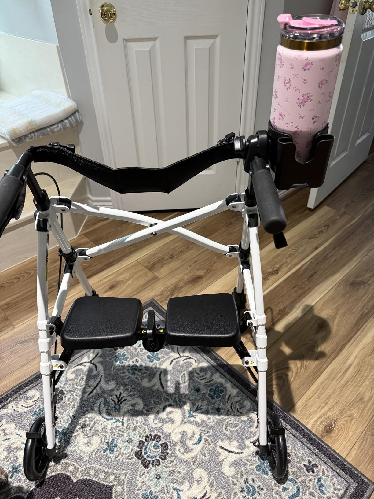 Stander Space Saver Rollator, Lightweight Folding Rolling Walker with Seat for Seniors & Adults, 4-Wheel Mobility Aid with 6-inch Wheels, Locking Brakes & Padded Seat with Backrest, Cobalt Blue customer photo 2