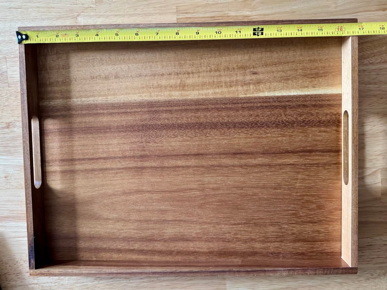 Acacia Wood Serving Tray with Handles (17 Inches) - Decorative Serving Trays Platter for Breakfast in Bed, Lunch, Dinner, Appetizers, Patio, Ottoman, Coffee Table, BBQ, Party customer photo 1