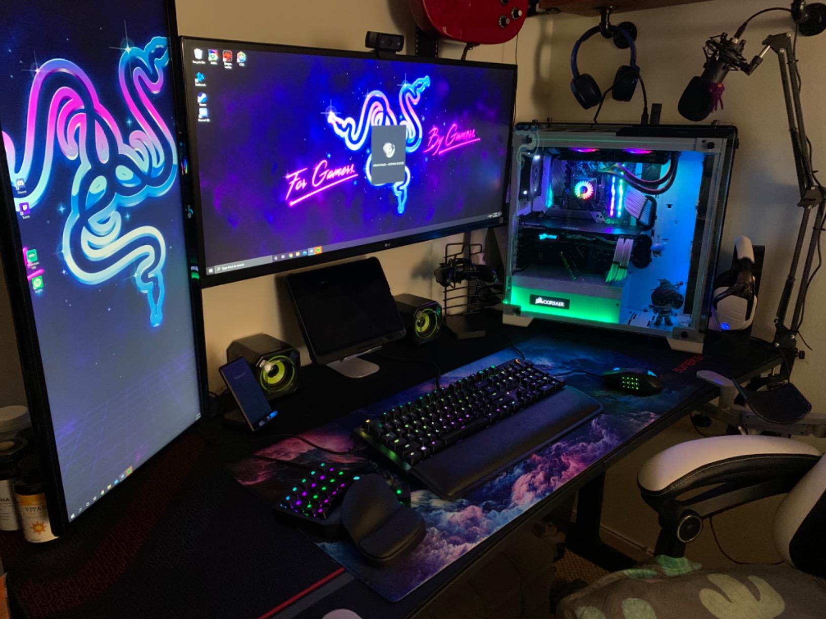 Respawn 1048 Gaming Desk, 48 Inch Computer Desk with Cable Management | 48 inch gaming desk with full surface mouse pad, cable tray, ergonomic curve and 175-lb support for gaming or work. customer photo 2