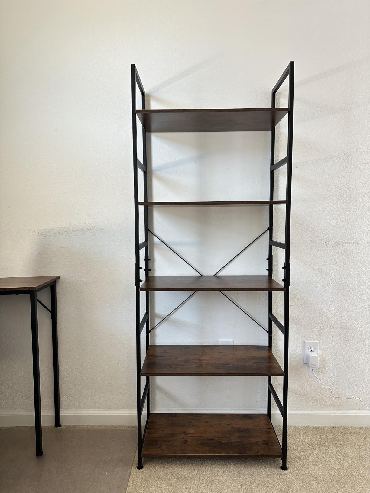 NUMENN 5 Tier Bookshelf, Tall Freestanding Open Storage Bookcase, Vintage customer photo 1