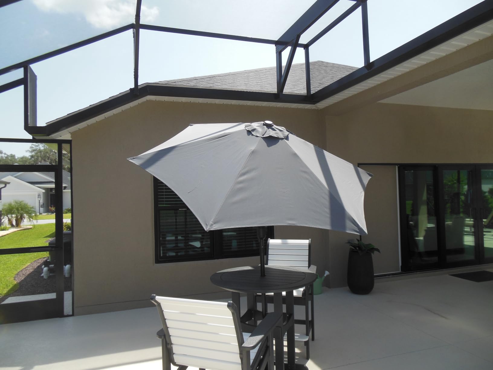 Blissun 7.5 ft Patio Umbrella, Yard Umbrella, Outdoor Market Umbrella with Push Button Tilt Crank (Cerulean) customer photo 2