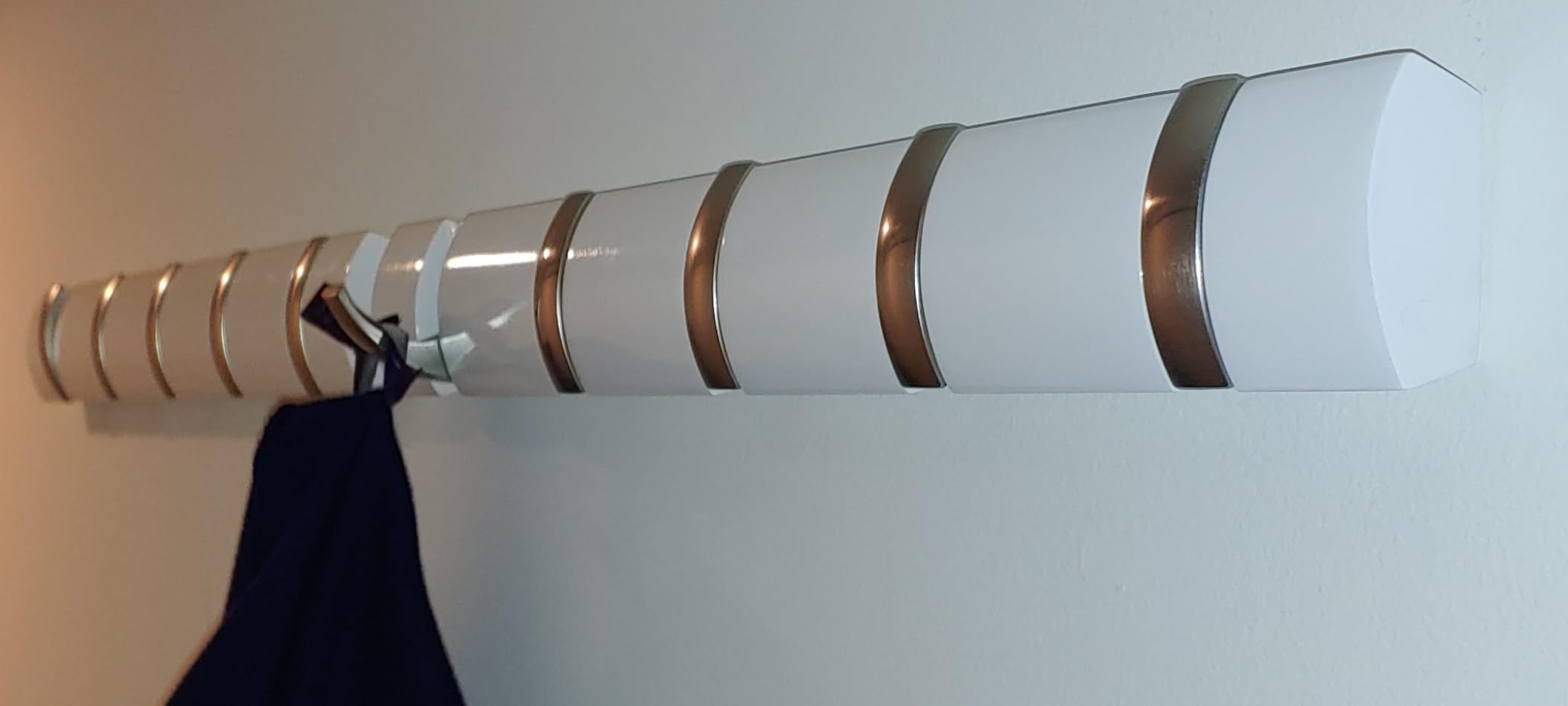 Umbra Flip Coat Rack, Wall Mounted 5-Hook Space Saving, Walnut/Gold customer photo 2