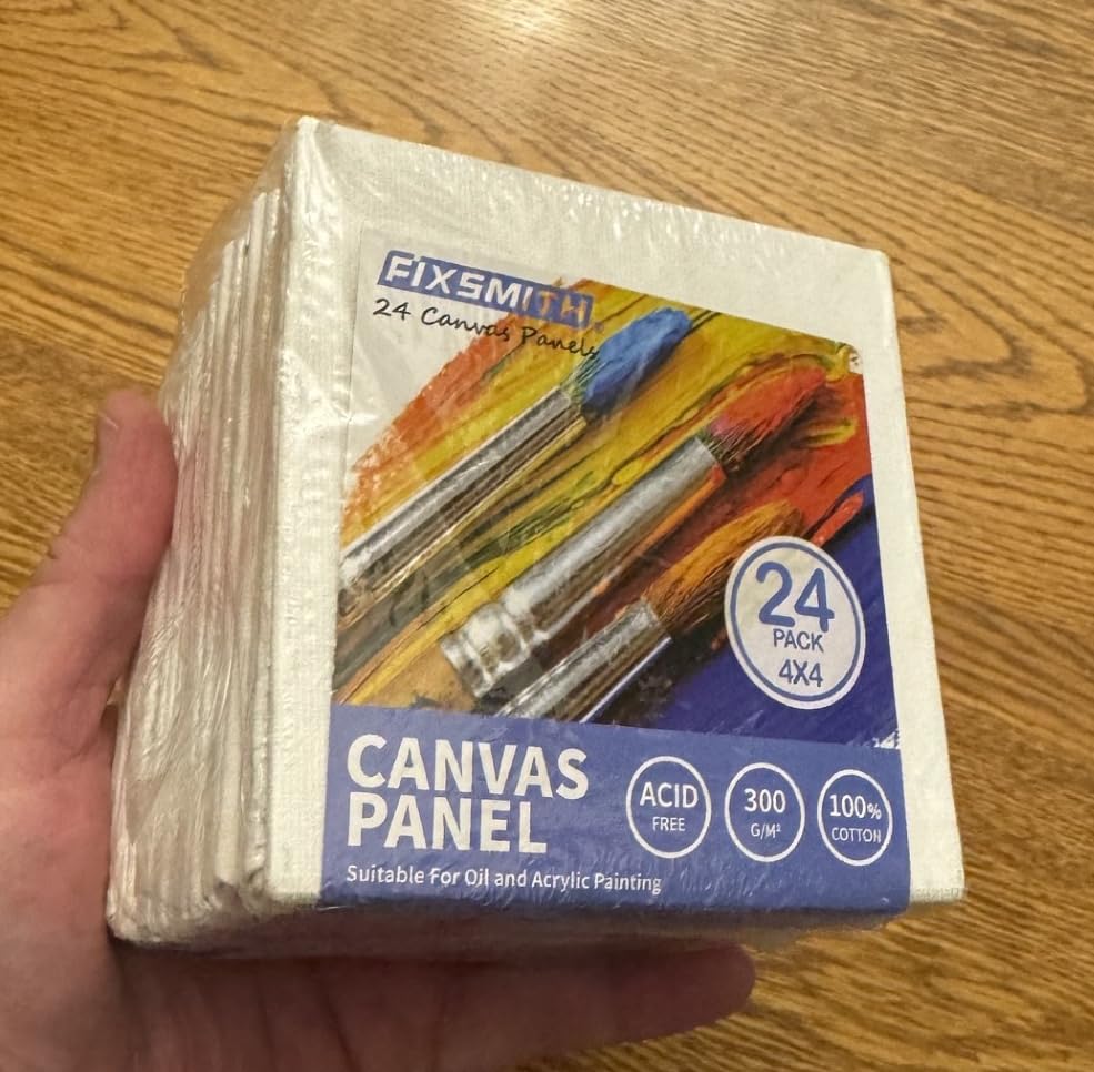 FIXSMITH Canvas Boards for Painting, Multi Pack- 4x4,6x6,8x8,10x10 (8 of Each),32 Pack,100% Cotton Primed Canvas Panels for Acrylic, Oil, Art Supplies for Kids, Adults, Beginners customer photo 1