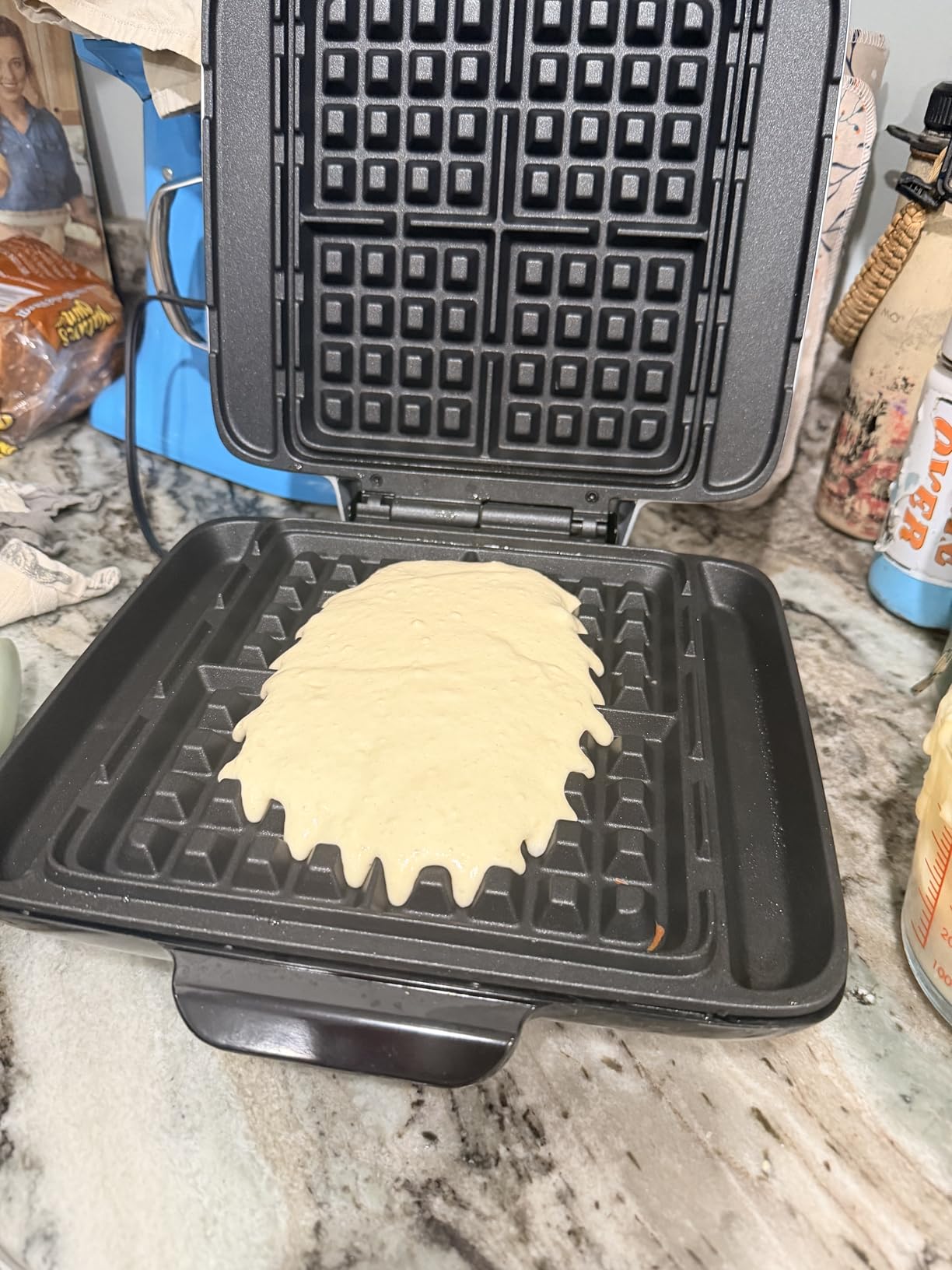 Dash No-Drip Waffle Maker, 4 Square Mini Waffles at Once, Silver customer photo 2