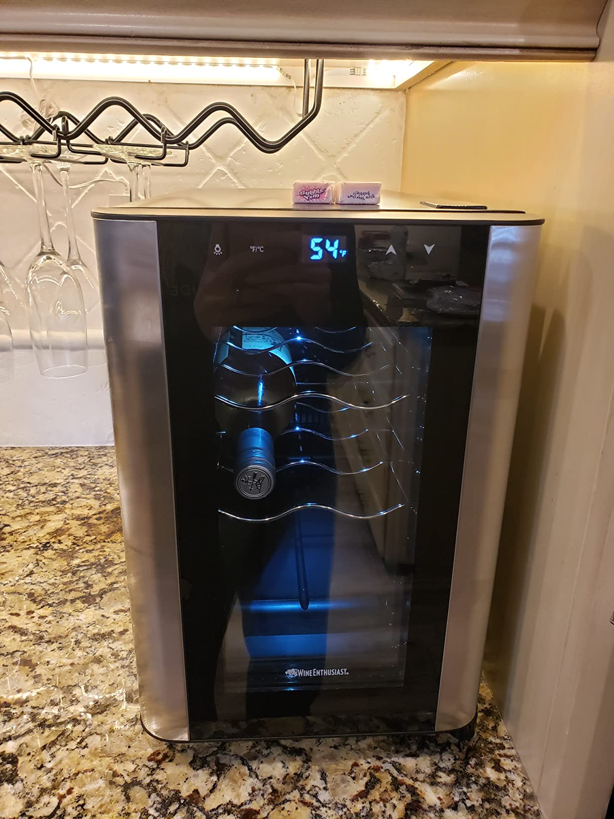 Wine Enthusiast 6-Bottle Countertop Wine Cooler - Compact Mini Wine Cooler for Kitchen or Bedroom with 3 Shelves, Energy-Efficient Cooling, Adjustable Digital Temperature Control customer photo 1