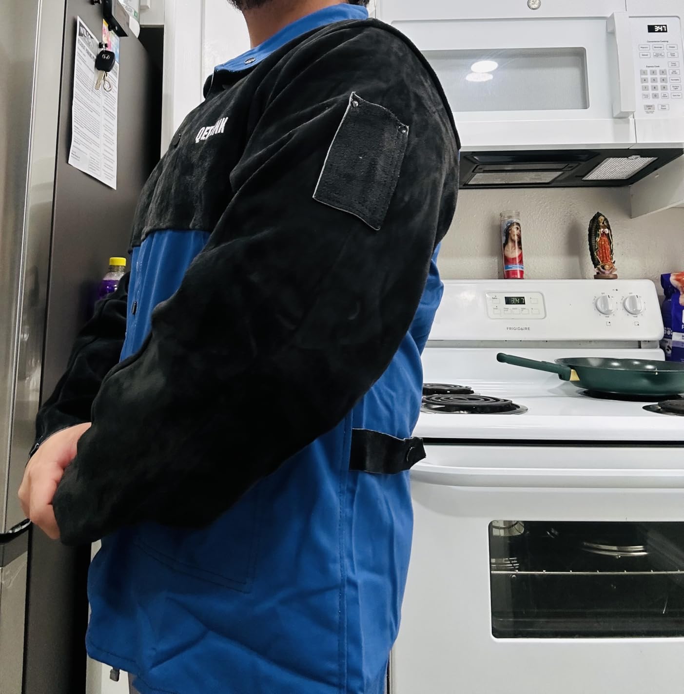 QeeLink Welding Jacket Split Leather Sleeves | Premium Flame Resistant Cotton Body Hybrid Welder Jackets Clothes customer photo 1