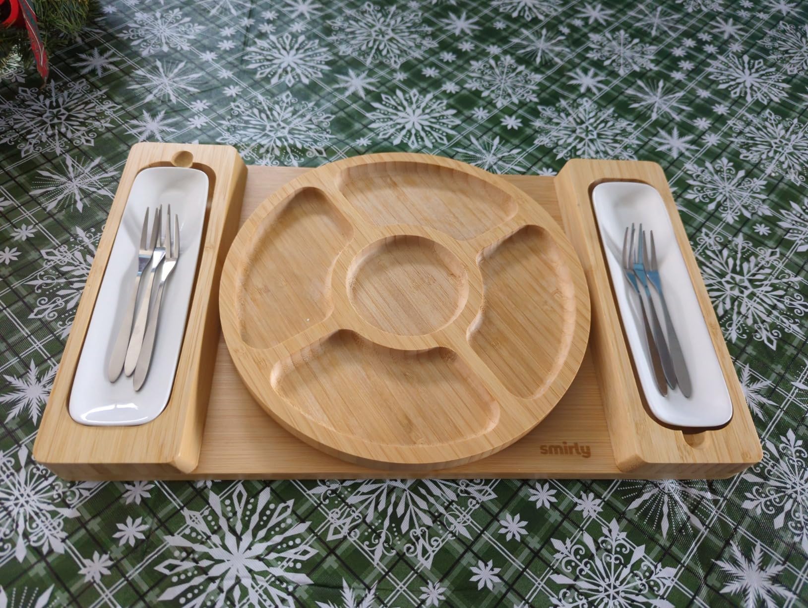 SMIRLY Bamboo Charcuterie Board Set with Serving Accessories (4-Drawer) - Hidden Storage customer photo 1