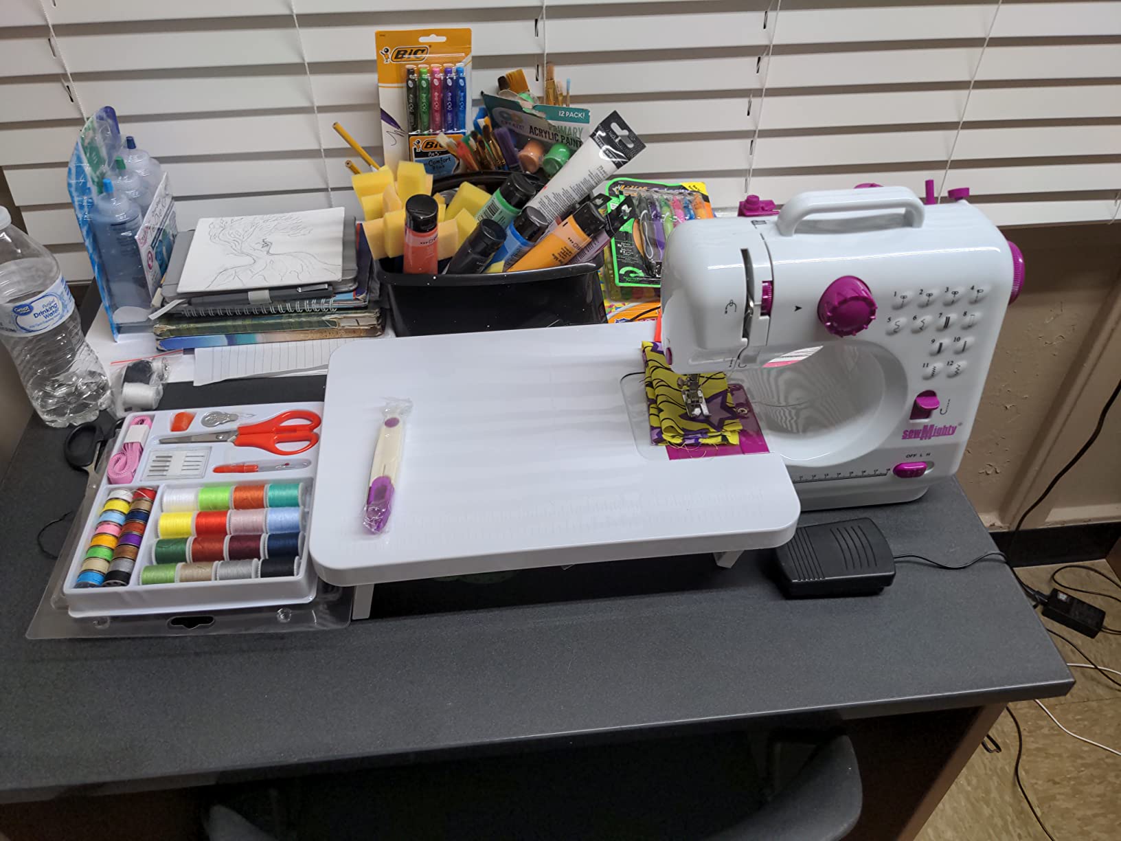 Portable Mini Sewing Machine & Sewing Kit – 12 Pre Programmed Stitch Patterns – Battery and AC Operated, Dual Speed, Sews Forward & Reverse, AC & DC Power – Includes Foot Pedal customer photo 2