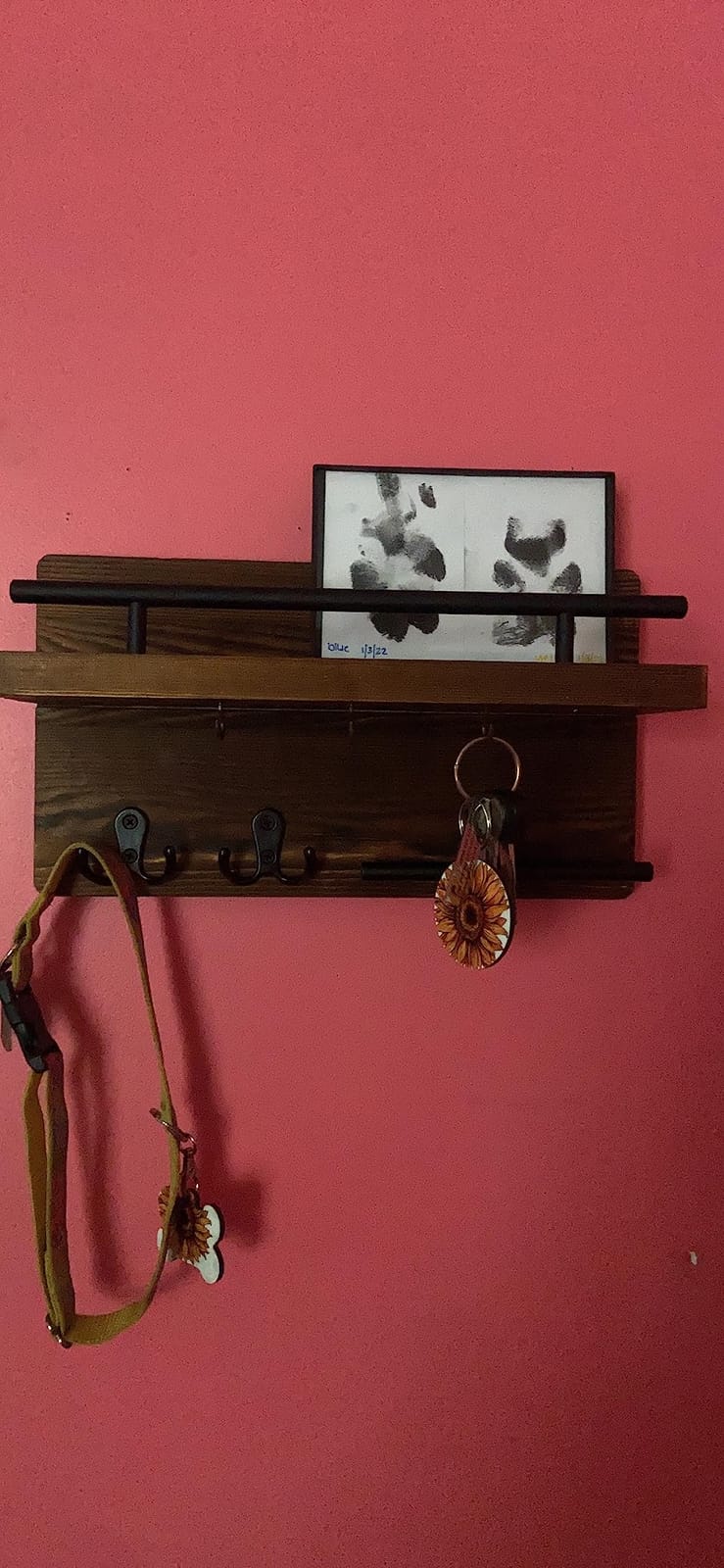 OurWarm Wall Mounted Key Holder/Hangers for Wall Decorative with 5 Key Hooks, Wooden Mail Rack Organizer with Shelf, Rustic Home Decor for Entryway Mudroom Hallway Office, Brown customer photo 2