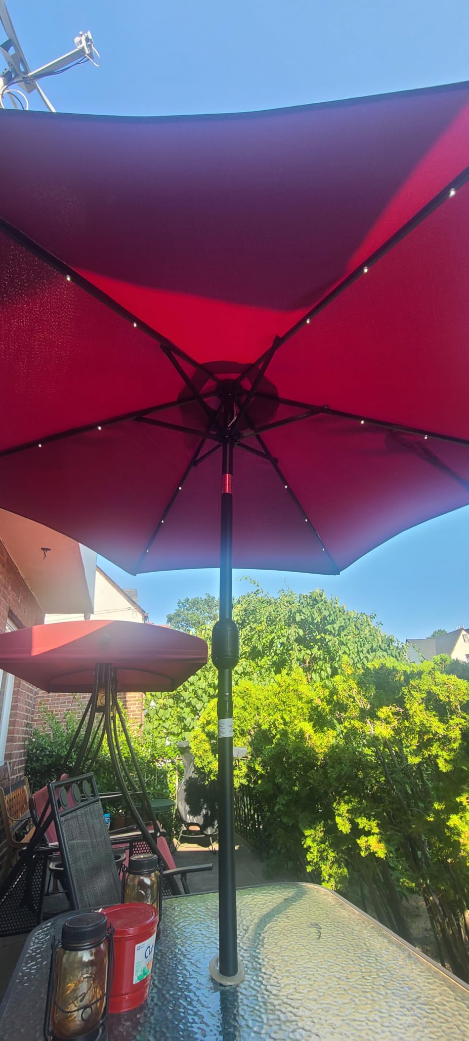 Yaheetech 9FT Solar Patio Umbrella w/Push Button Tilt & Crank, Tan customer photo 1