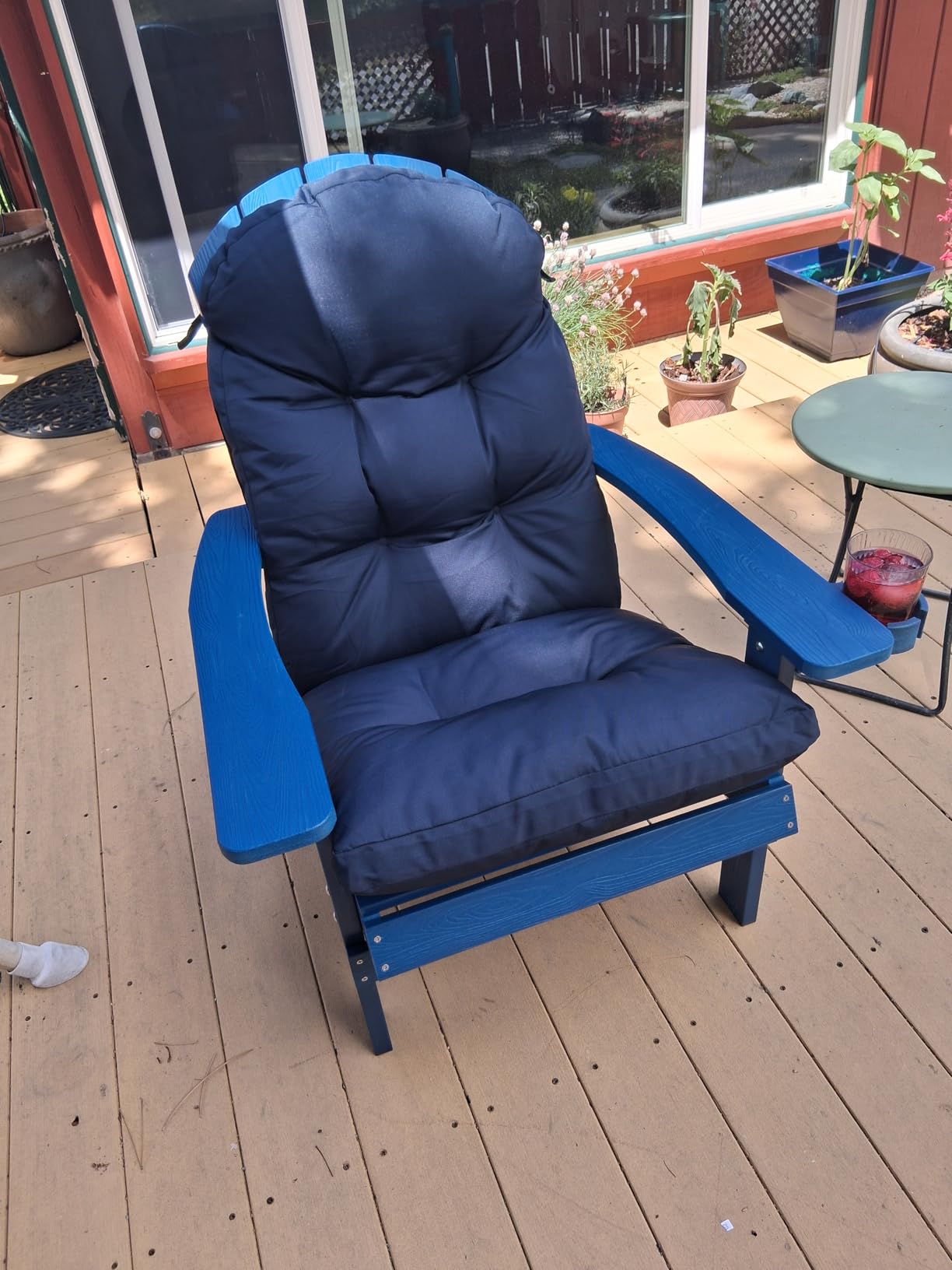 YEFU Adirondack Chair with Cup Holder, All-Weather Outdoor Chair, Blue customer photo 1
