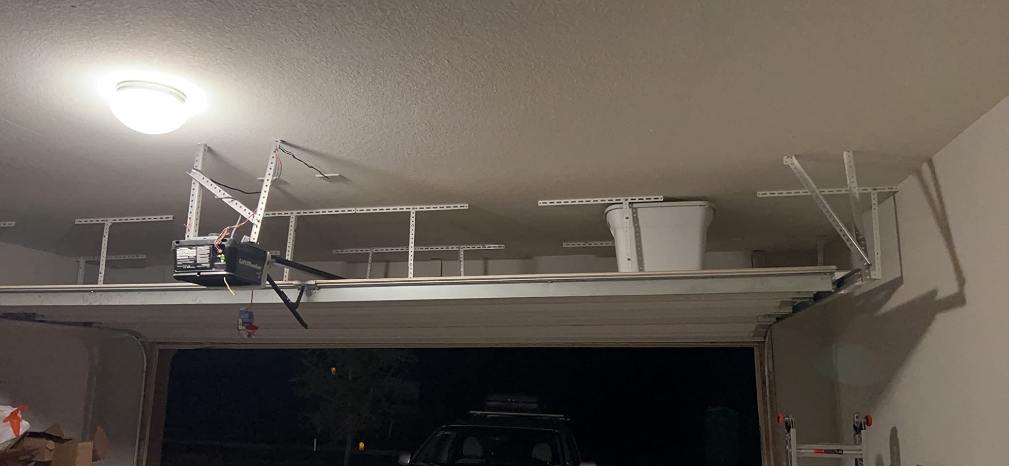FLEXIMOUNTS 4x8 Overhead Garage Ceiling Storage Rack Organization, Black | 800Lbs Weight Capacity, 22