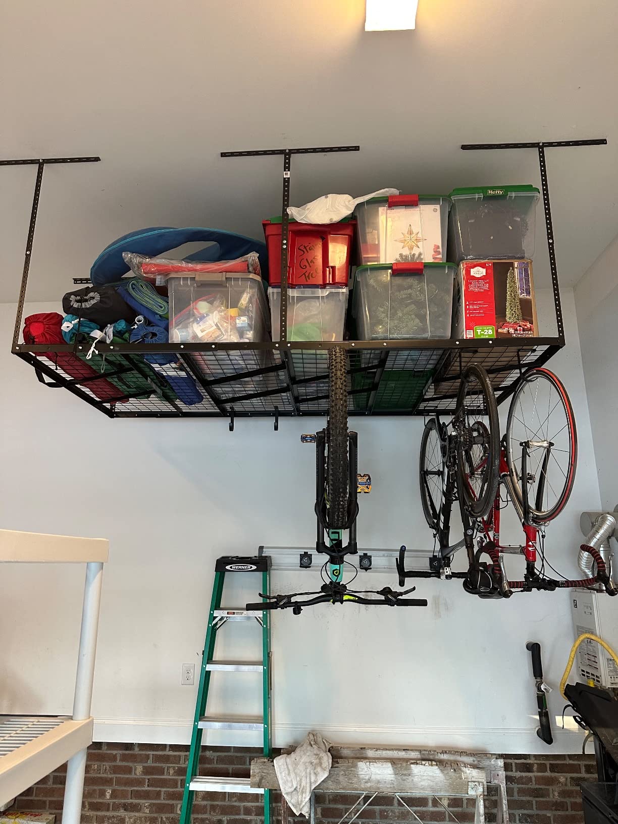 FLEXIMOUNTS 4x8 Overhead Garage Ceiling Storage Rack Organization, Black | 800Lbs Weight Capacity, 22