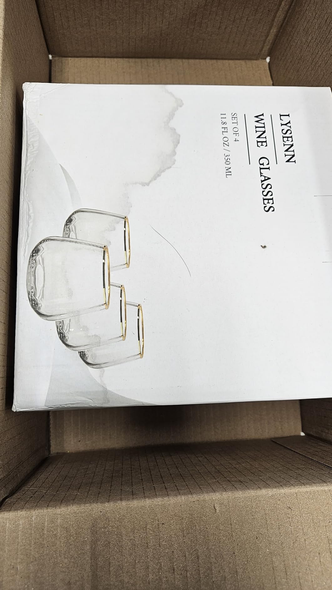 Lysenn Stemless Wine Glasses Set of 4, Red and White Wine, Gold Rim, 11.8oz | Hand Blown, Premium Quality, for Dinner Table, Celebration, Holiday Entertaining customer photo 2
