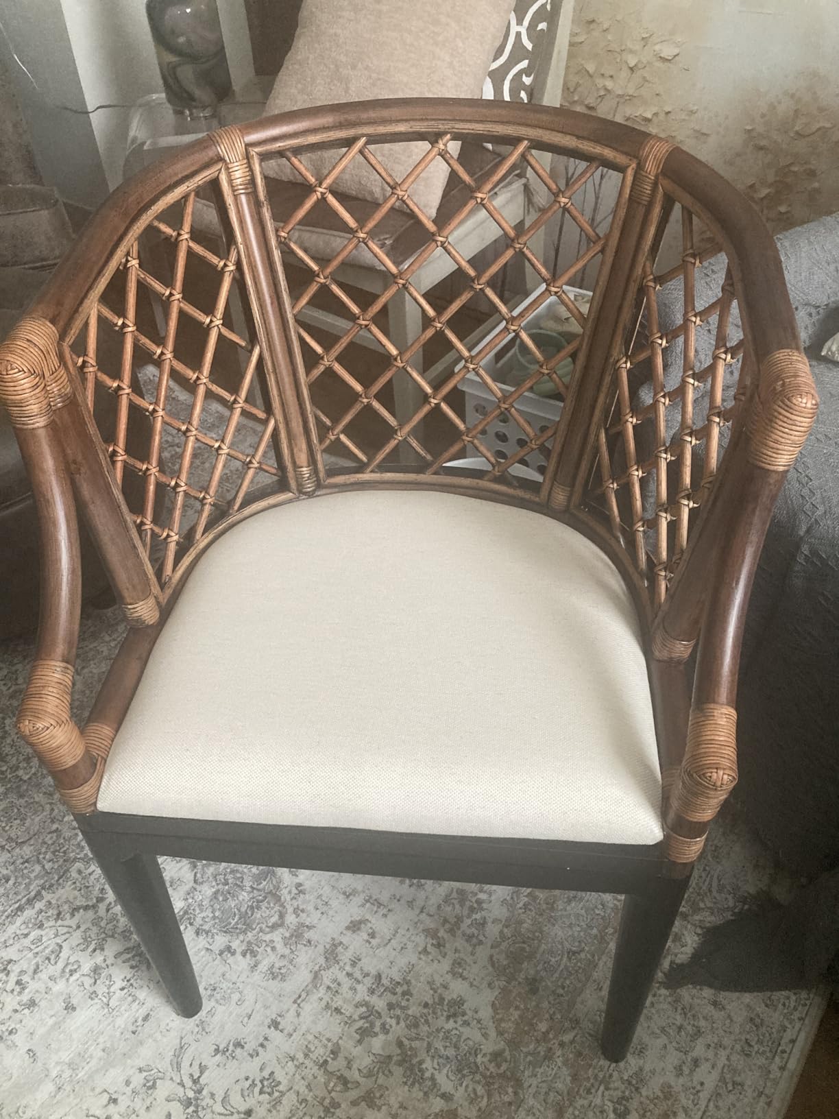 SAFAVIEH Carlotta Rattan Accent Chair, Brown/White SEA4013C customer photo 1