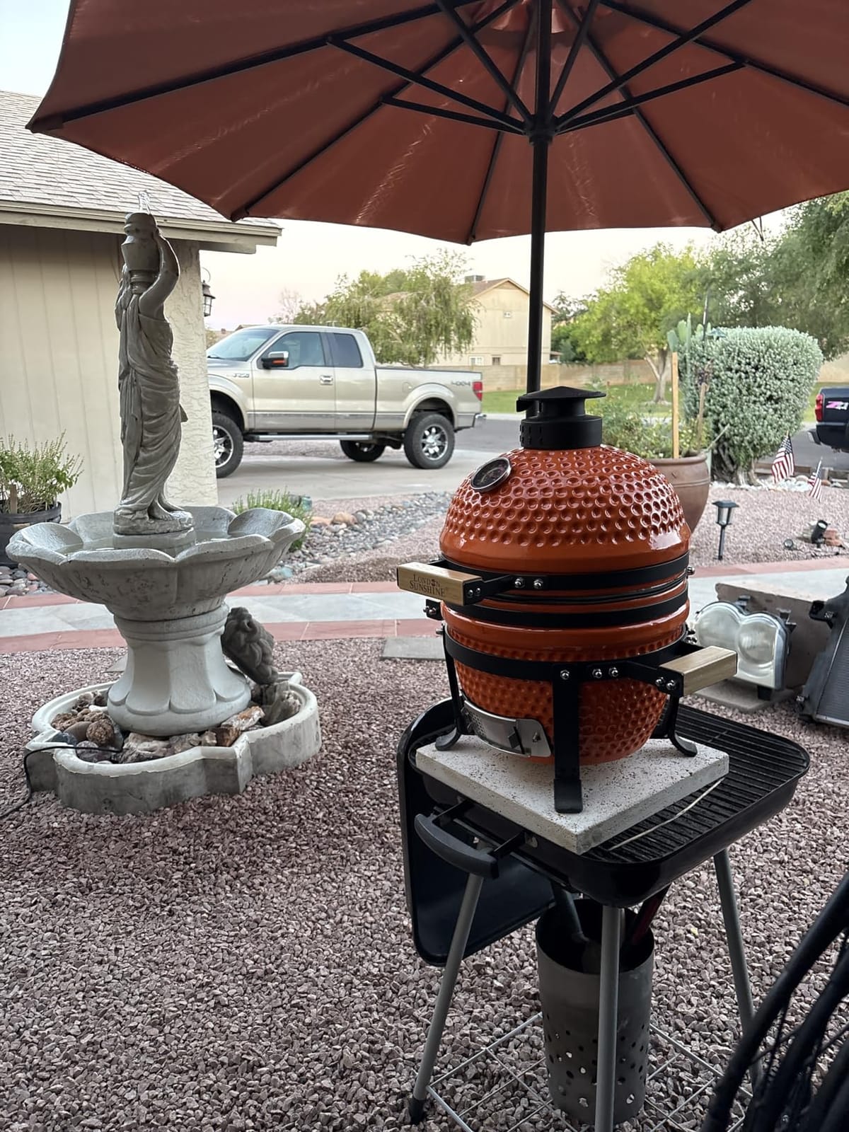 London Sunshine Ceramic Charcoal BBQ Kamado Grill Smoker - Portable Tabletop Cadet Series -Orange customer photo 2