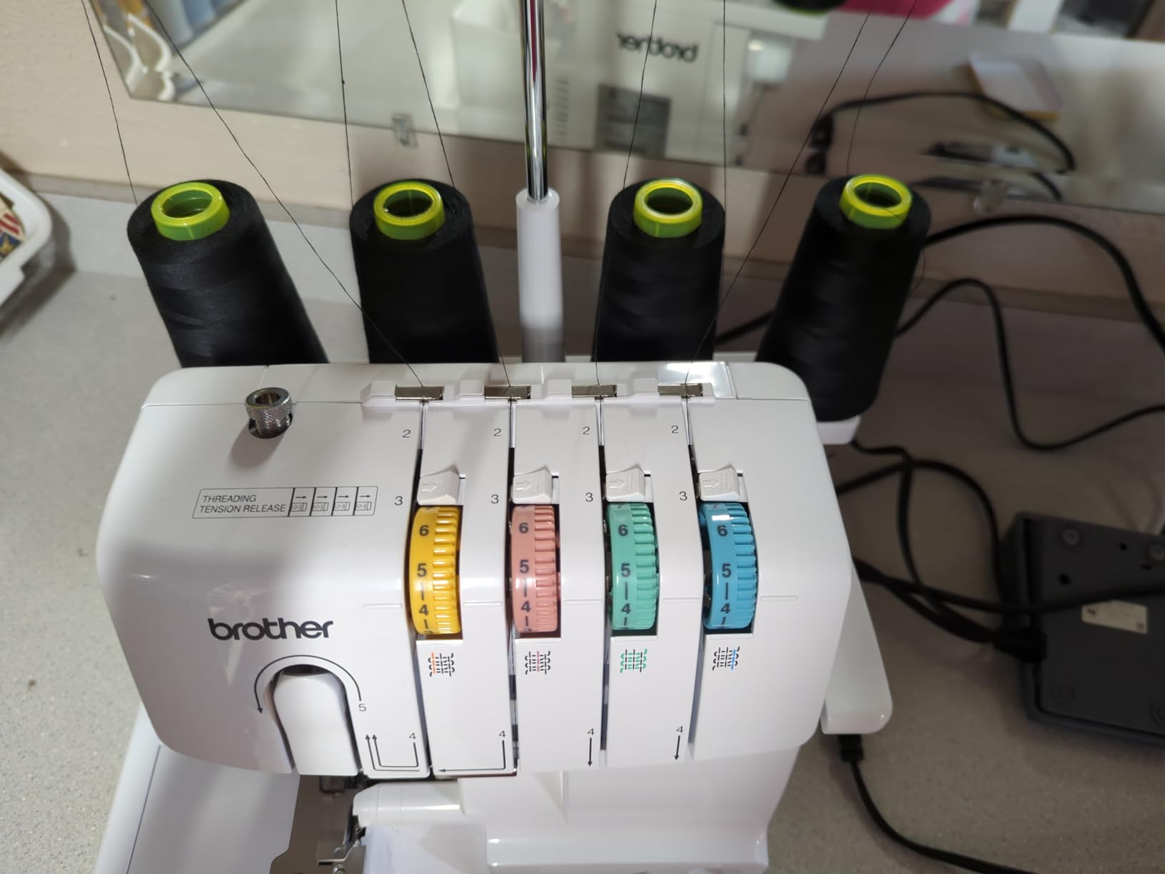Tortoise 4 Cones of 3000 Yards Each Spool Thread for All Purpose, Serger, Overlock, Quilting, Sewing Machine - 100% Polyester - 40S/2 White customer photo 1