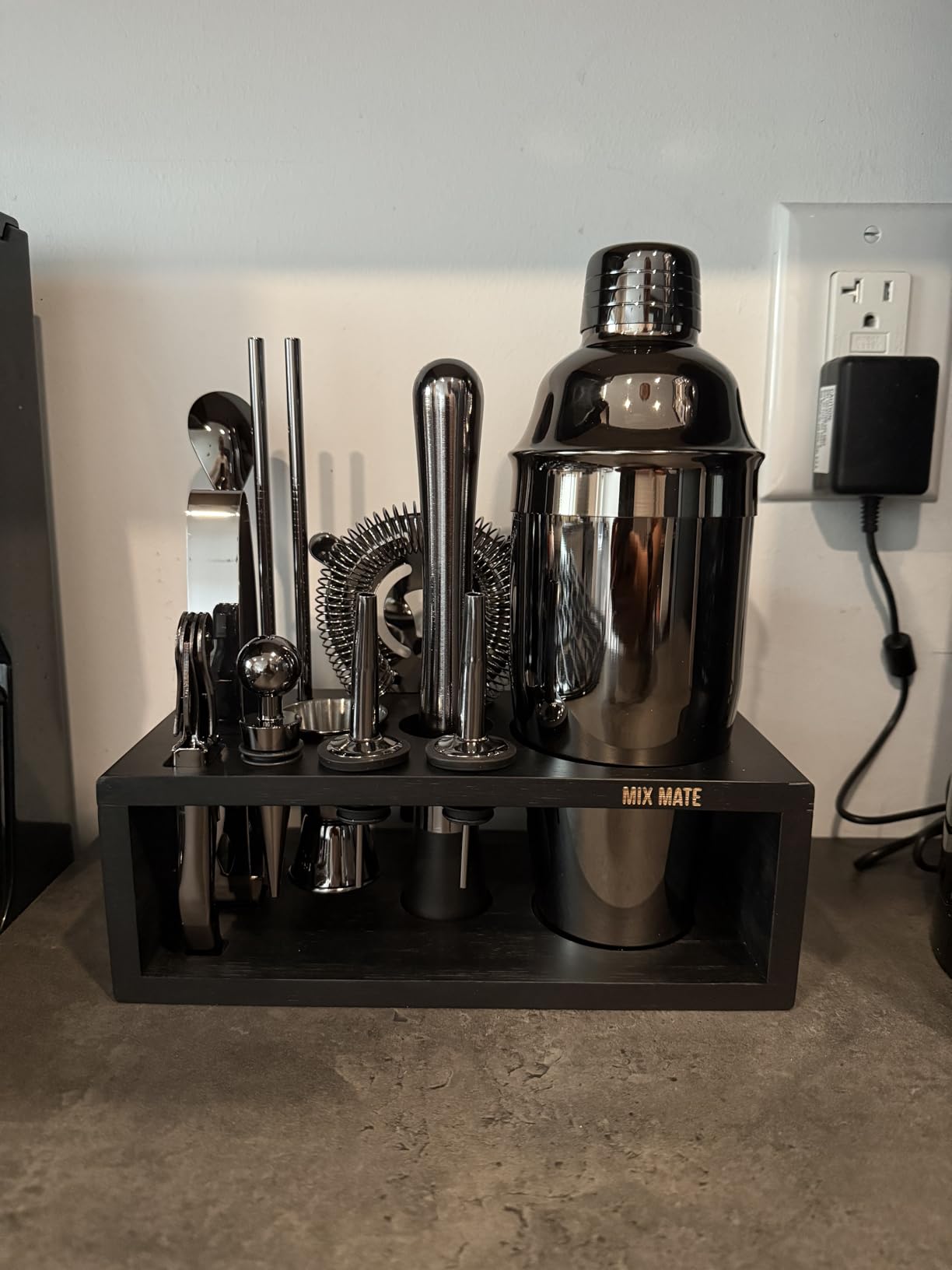 Mixology Bartender Kit with Stand - 15 Piece Bar Tool Set, Silver Bar Set Cocktail Shaker Set for Drink Mixing - Includes Martini Shaker, Jigger, Strainer, Bar Mixer Spoon, Tongs, Opener | Gift Idea customer photo 2