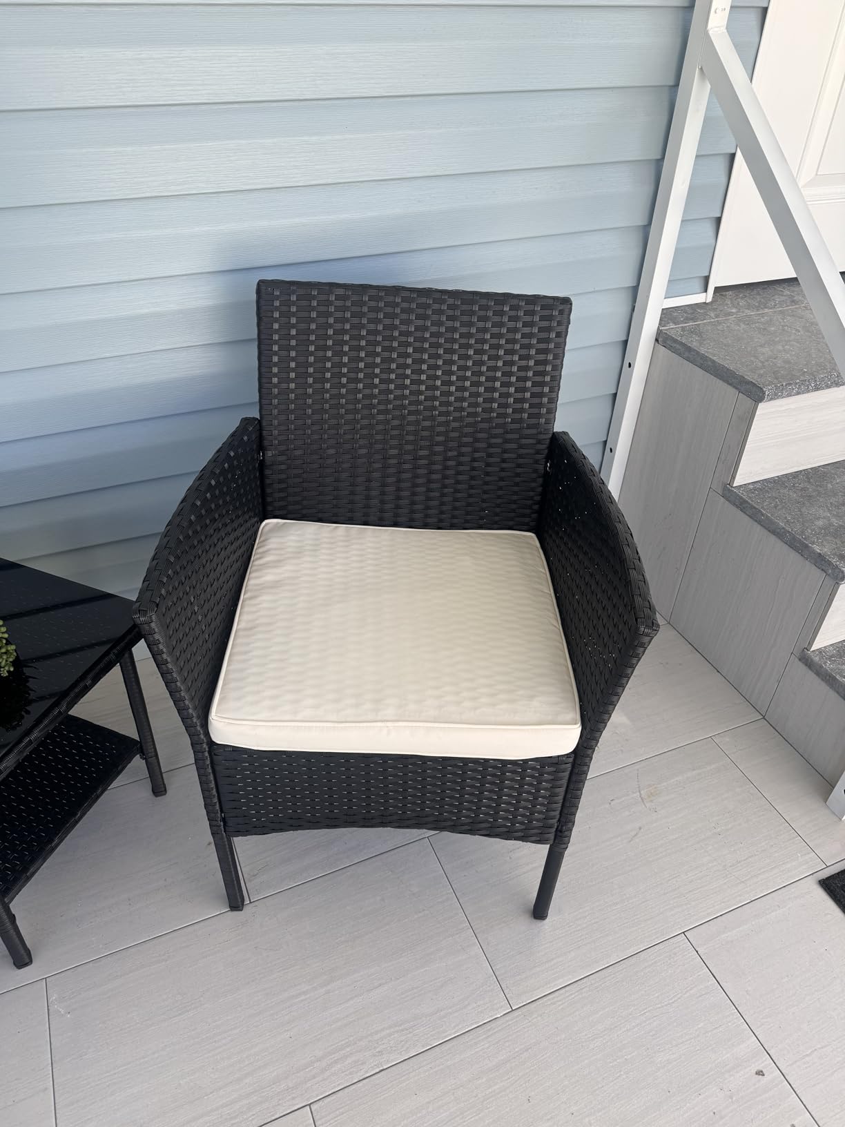 FDW 3-Piece Patio Furniture Set | Black & Beige | Outdoor Wicker Furniture customer photo 1