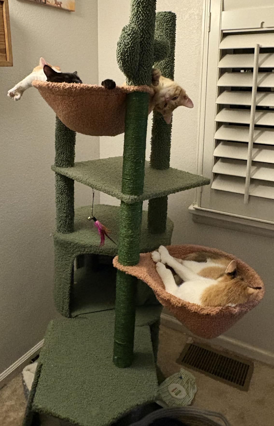 Three Layer Cat Tree with Cat Condo and Two Hammocks,Grey customer photo 2