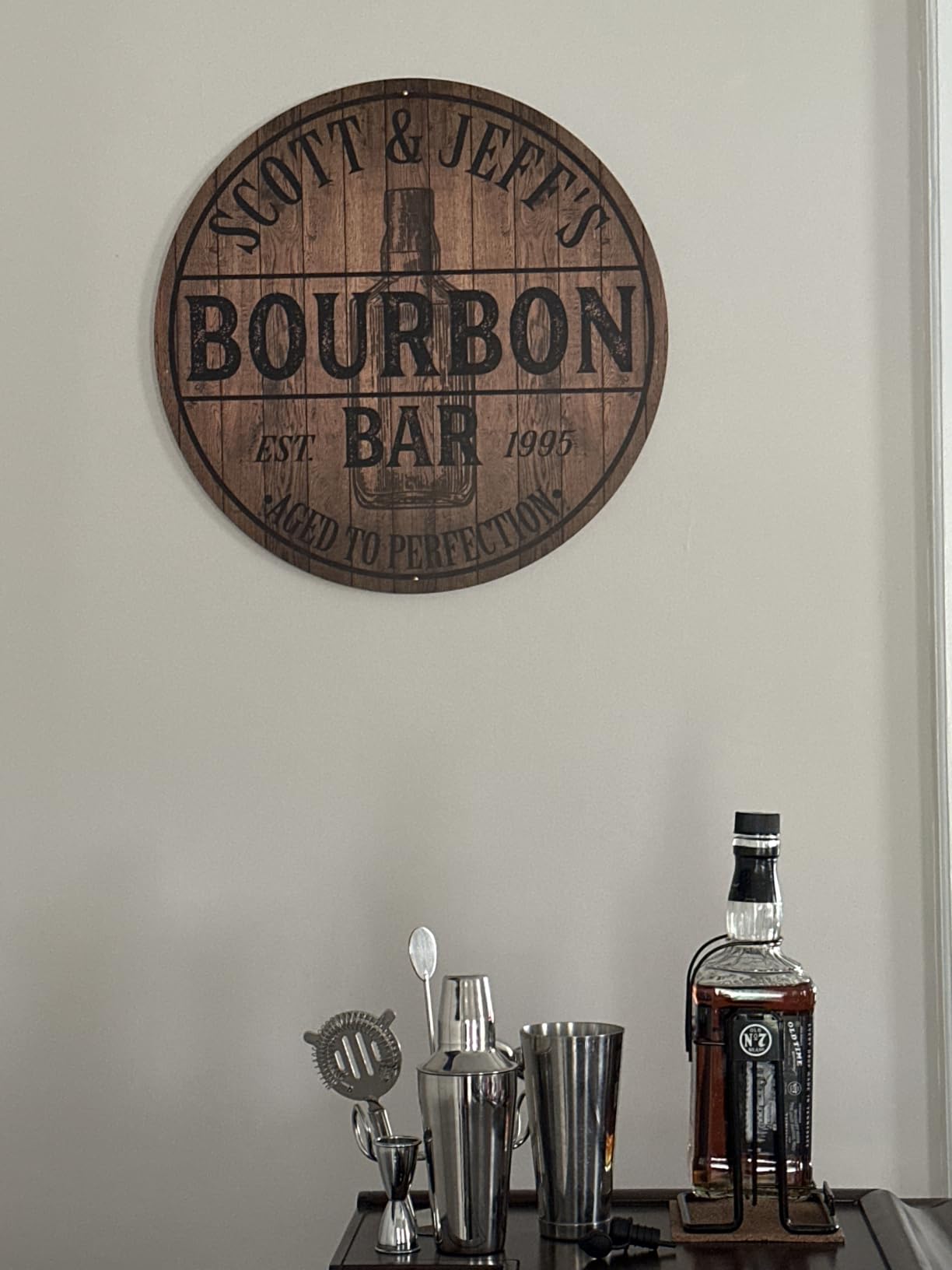 Personalized Cocktail Bar Sign, Custom Round Sign, Home Bar Accessories Lounge Martini Bar Decor Signs Made in USA, Chico Creek Signs customer photo 2