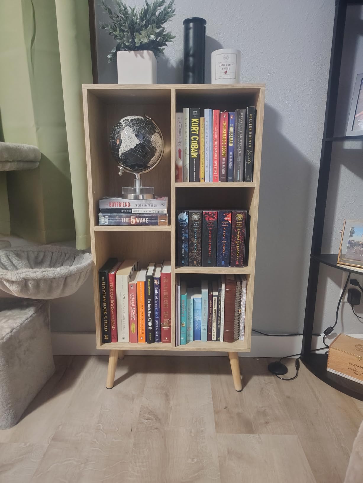 LEYAOYAO Cube Bookshelf, Mid-Century Modern Book Shelf with Legs, Brown customer photo 1