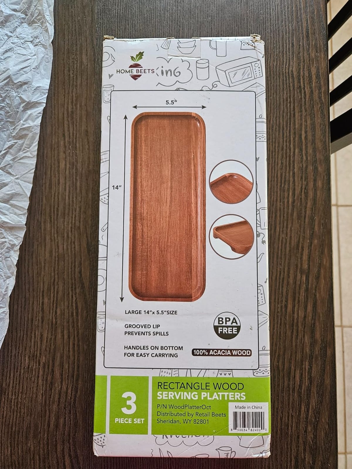 Solid Acacia Wood Serving Trays (14 x 5.5 inches) Rectangular Wooden Large Serving Platters for Food, Wooden Platter for Charcuterie, Appetizer Serving Tray, Wood Cheese Board (Set of 3 Plates) customer photo 2