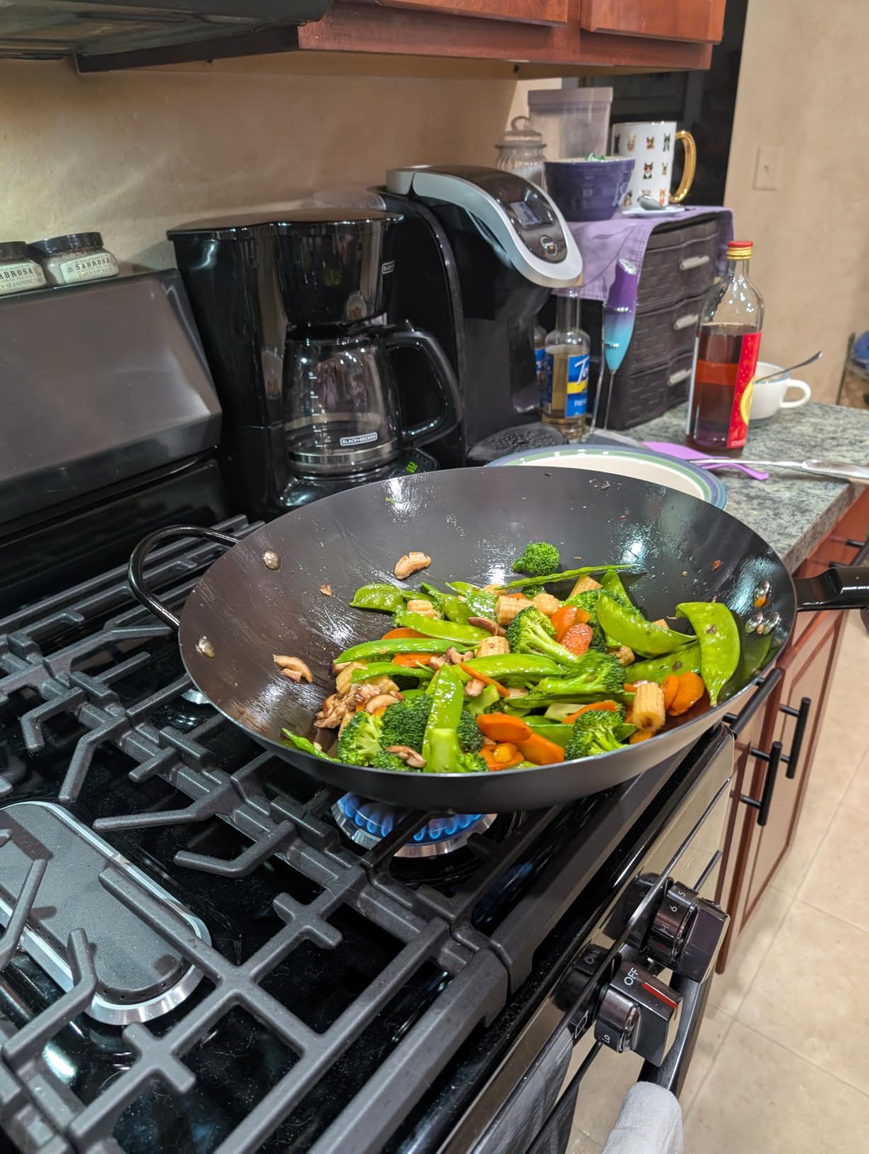 Babish 14 Inch Carbon Steel Wok Pan, Flat Bottom Stir Fry Pan, Induction customer photo 1