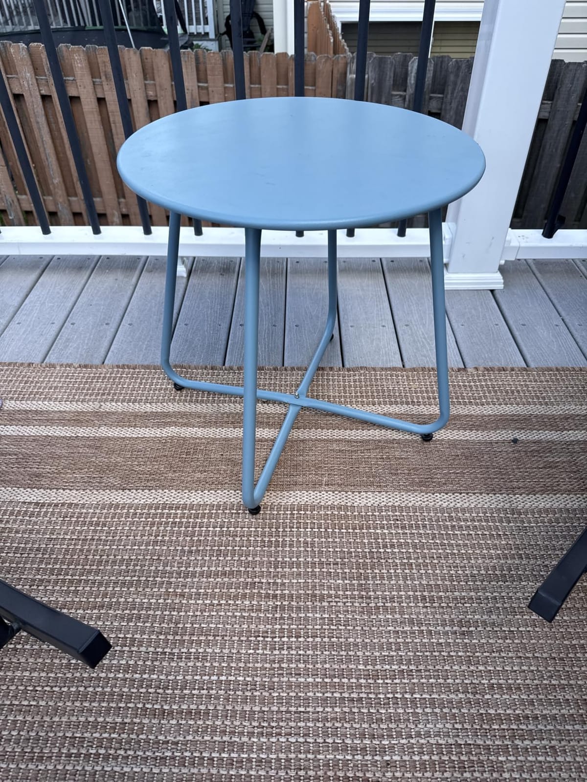 Meluvici Patio Small Side Table Waterproof Round Metal Steel Weather Resistant Portable Outdoor and Indoor End Table for Garden Balcony Yard, Black customer photo 2