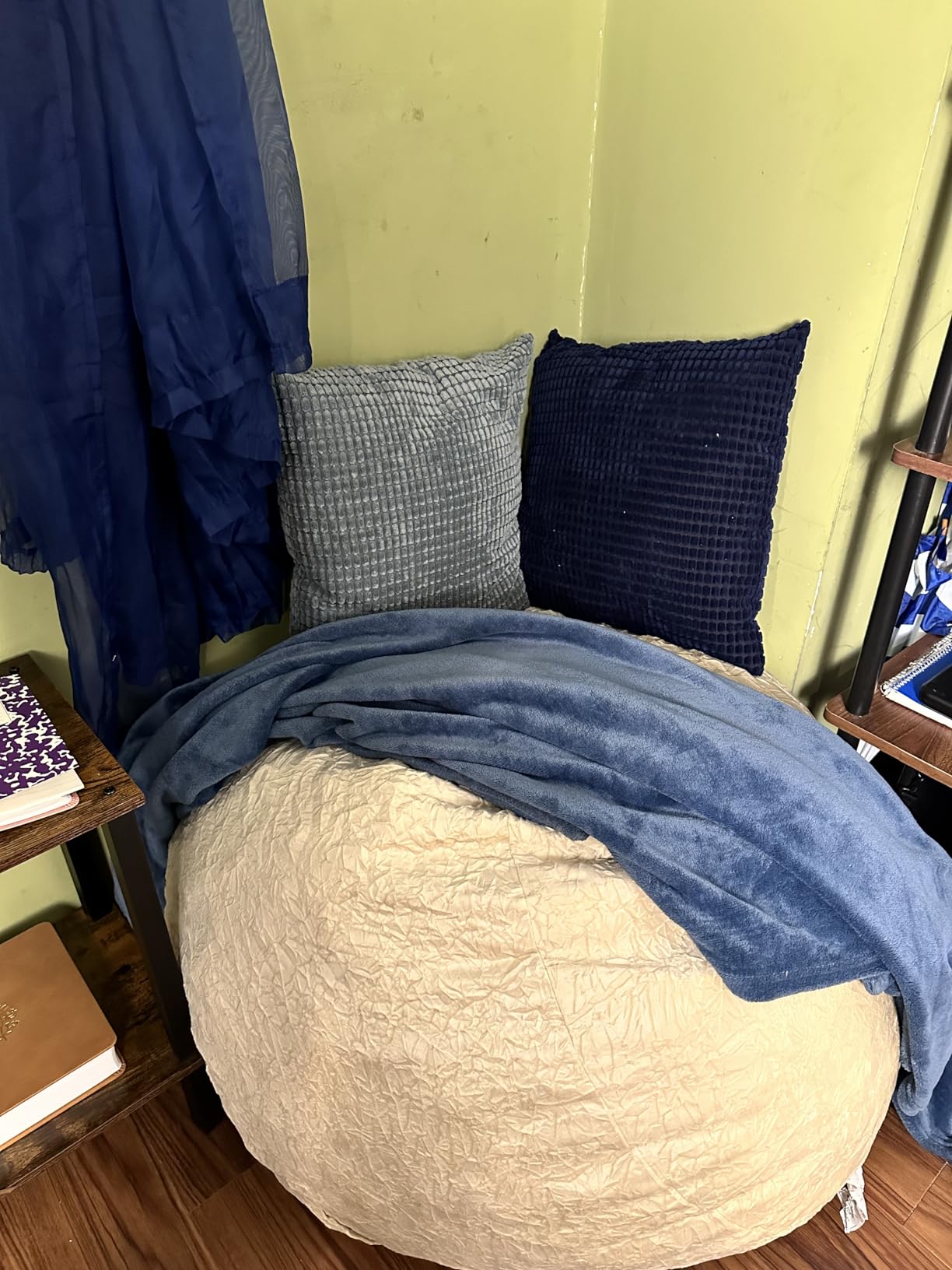 HABUTWAY Bean Bag Chair 3Ft Luxurious Velvet Ultra Soft Fur with High Rebound Memory Foam Bean Bag Chairs for Adults Plush Lazy Sofa with Fluffy Sponge 3' (Grey) customer photo 1