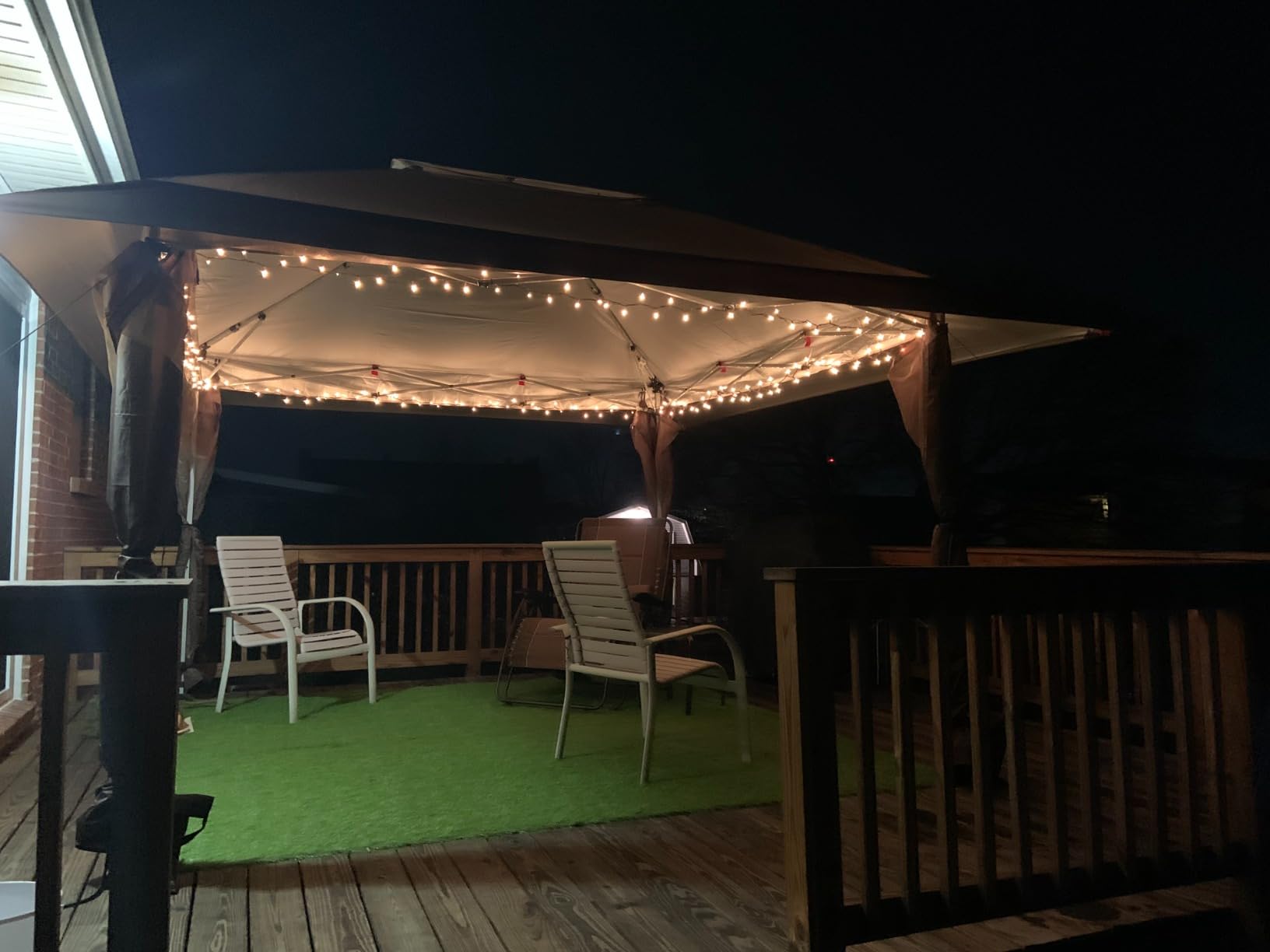 CROWN SHADES Gazebo 10x10 Pop Up Canopy with Mosquito Netting, Beige customer photo 2
