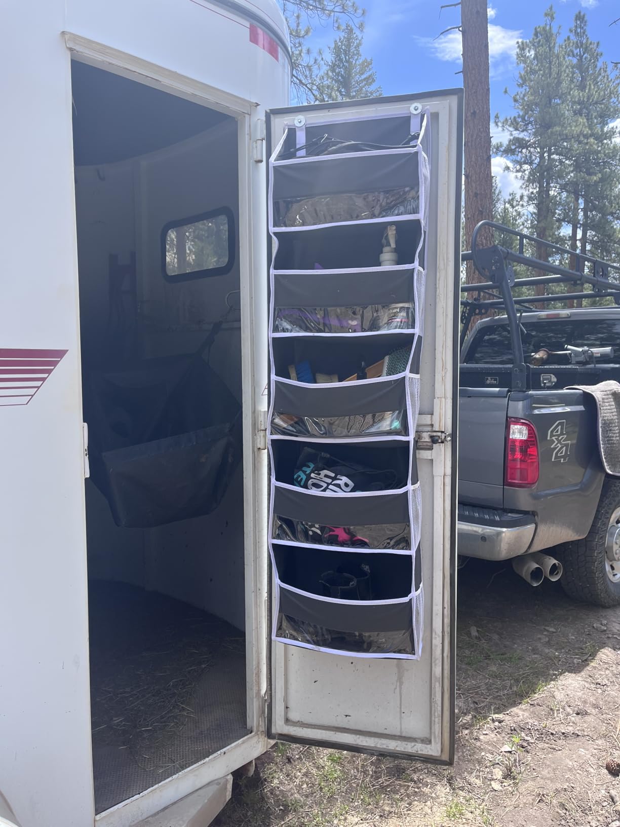 ULG 1 Pack Over Door Organizer with 5 Large and 10 Mesh Side Pockets, 44 lbs Weight Capacity Hanging Storage with Clear Window Kids Toys, Shoes, Diapers, Dark Grey, 5 Layers customer photo 2