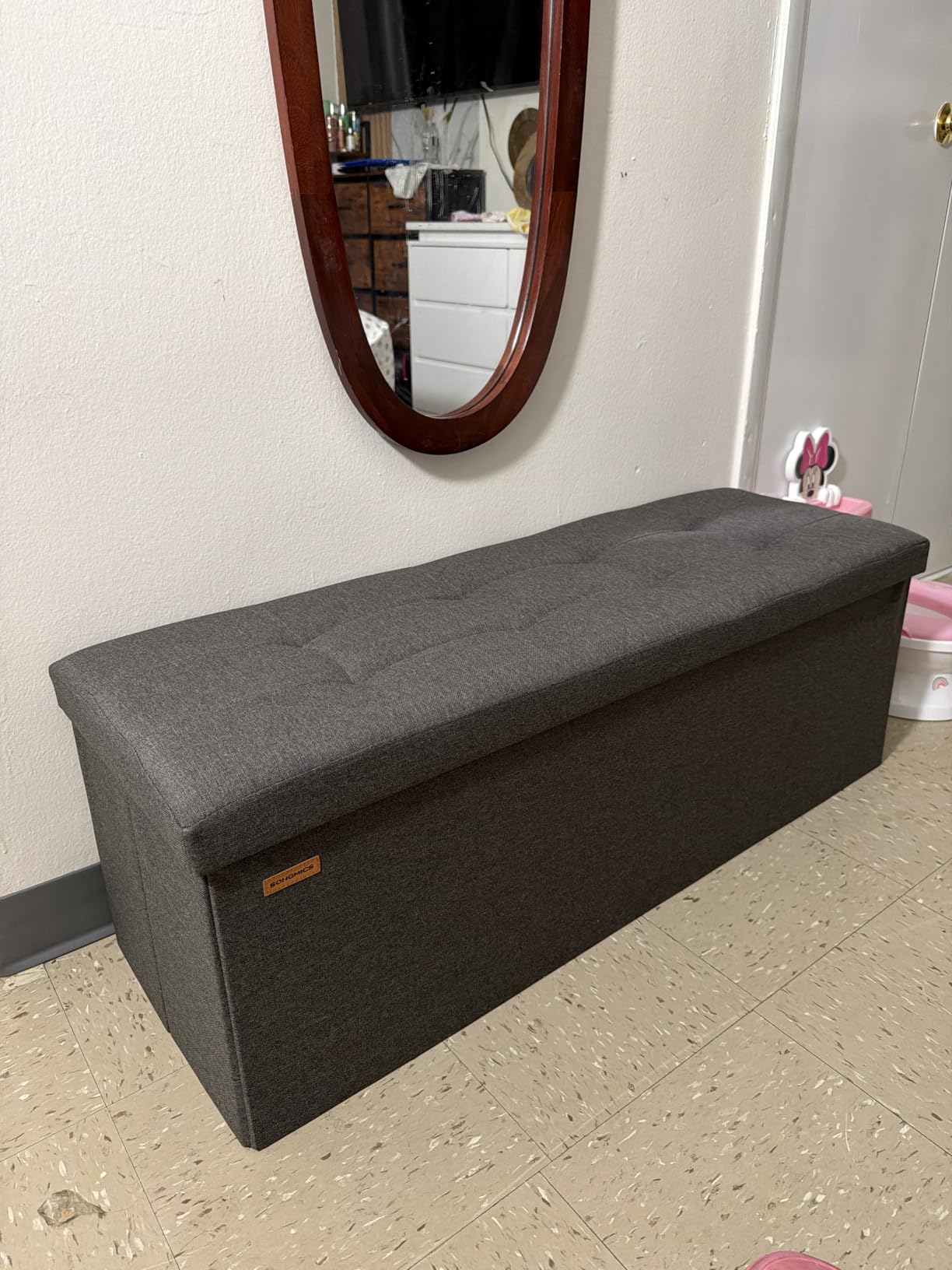 SONGMICS 43.3 Inches Folding Storage Ottoman Bench, Load 660 lb customer photo 2