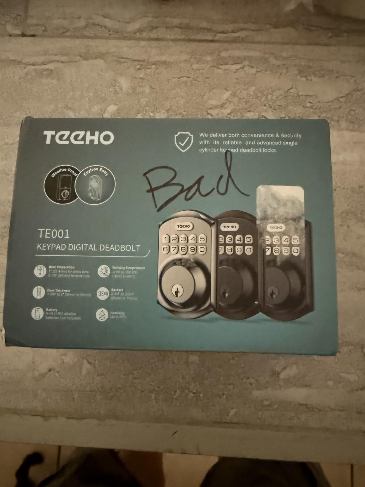 TEEHO TE001 Keyless Entry Deadbolt with Keypad for Front Door, Bronze | ANSI Grade 3 Security, 20 User Codes, Low Battery Alert, IP54 Waterproof, One Touch Lock, Anti-Peep Password & 2 Backup Keys customer photo 2