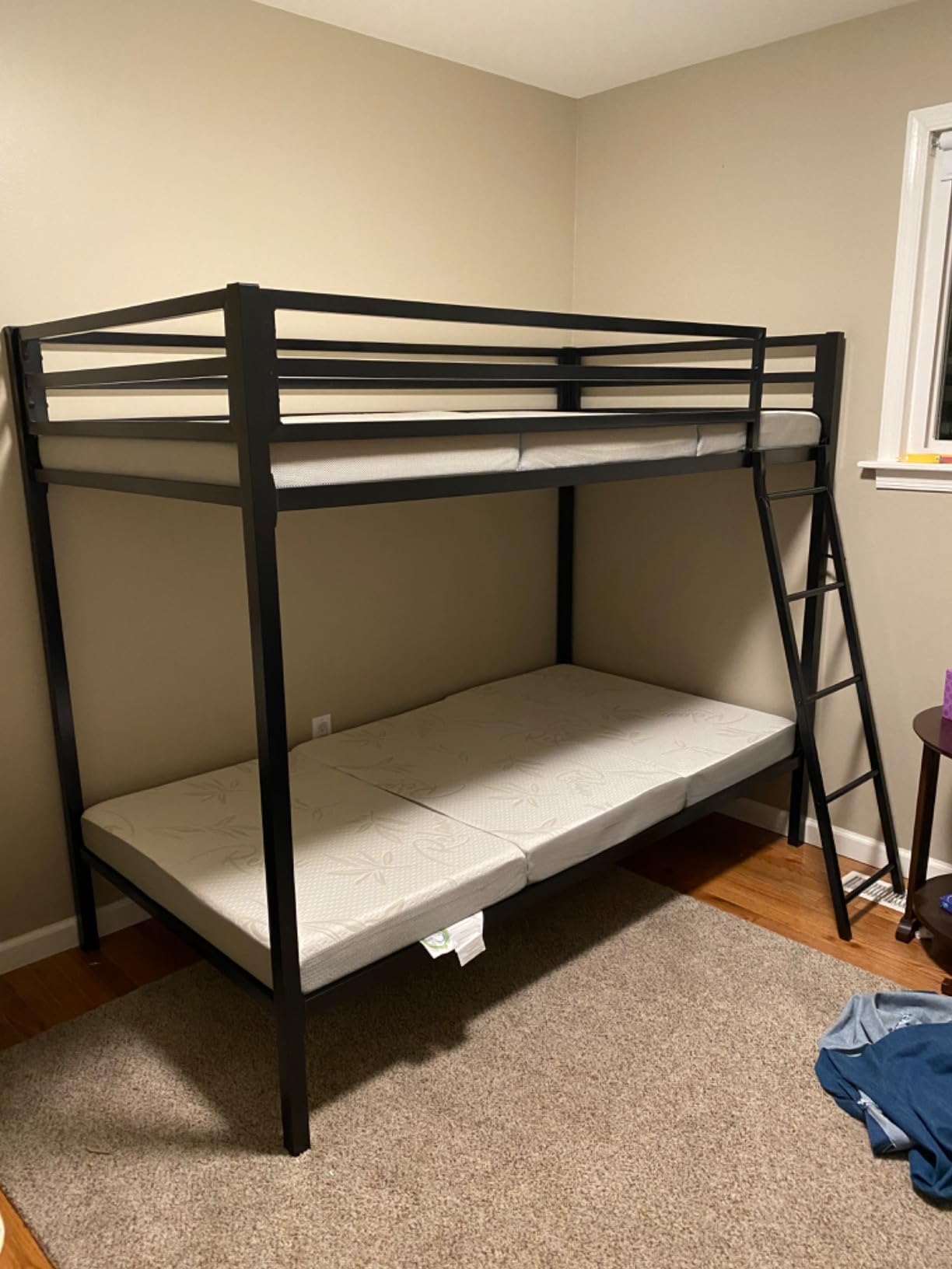 SHA CERLIN Bunk Bed Twin Over Twin Size with Ladder and Guardrail,Black customer photo 1