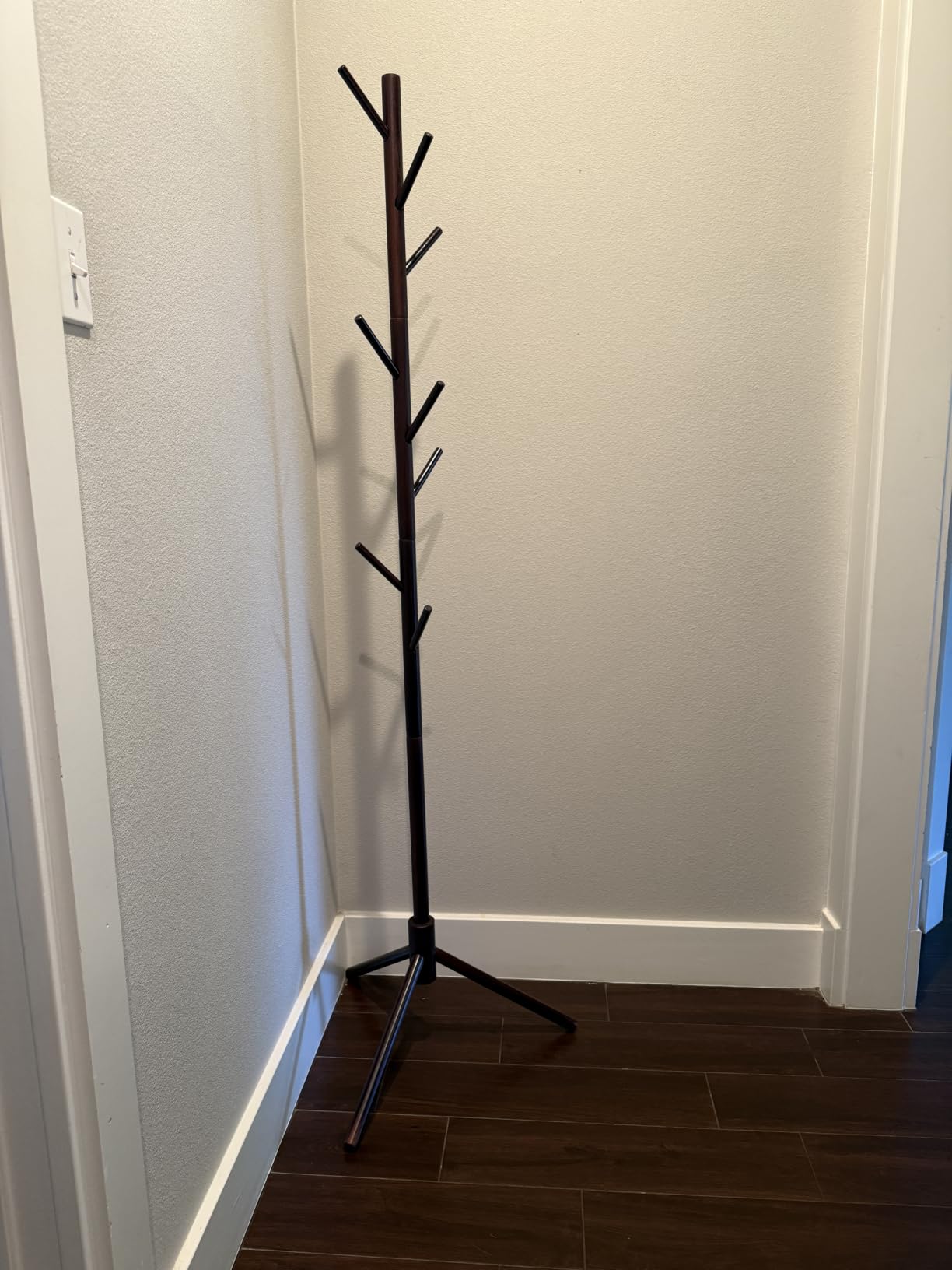 Haddockway Wooden Coat Rack Stand with 8 Hooks New Zealand Pine 3 Adjustable Coat Standing Tree Easy Assembly for Coats, Hats, Scarves and Handbags for Entryway, Hallway, Bedroom, Office customer photo 2