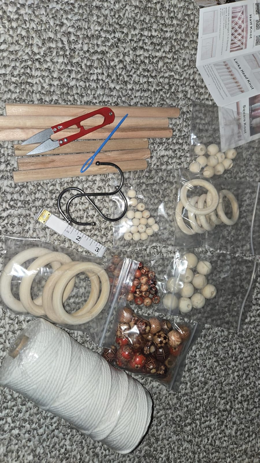Hdviai 121Pcs Macrame Kit, Macrame Supplies 3mm x 109Yards Macrame Cord for Macrame Kits for Adults Beginners, with Accessories Like 100Pcs Beads and 10Pcs Wooden Rings for Macrame Plant Hanger Kit customer photo 1